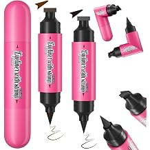 2PCS Dual End Winged Eyeliner Stamp Pen, Quick Dry Smudge Proof,Black&Brown