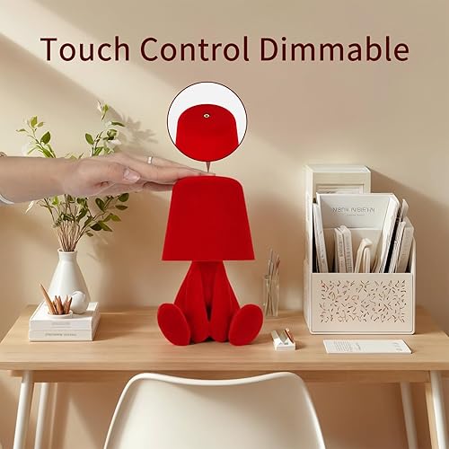 Miniatura 4 de Lámpara de mesa con control táctil de noche, lámpara de mesa LED con estatua de pensador dorada con puerto USB, 3 vías regulables, luz nocturna