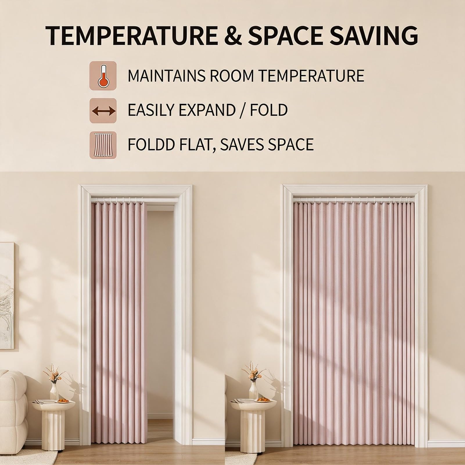 Separador magnético para puertas, cortina opaca sin taladro, para grandes espacios, ideal para sala de estar, dormitorio, baño y más