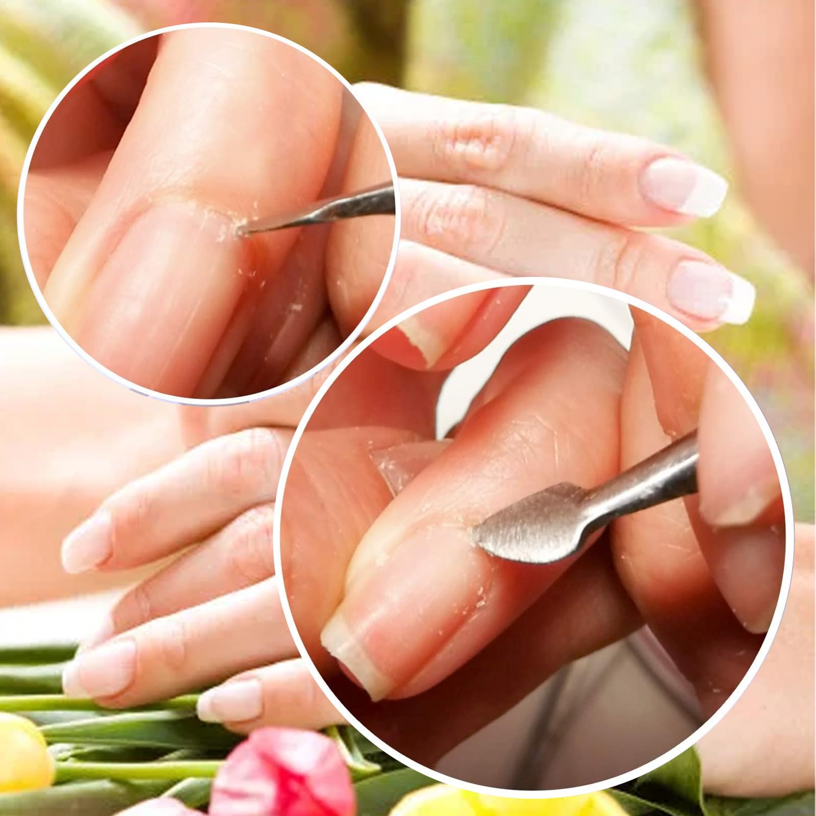 Lot de 2 repousse-cuticules en acier inoxydable pour retirer ou enlever le vernis gel des ongles des doigts et des orteils