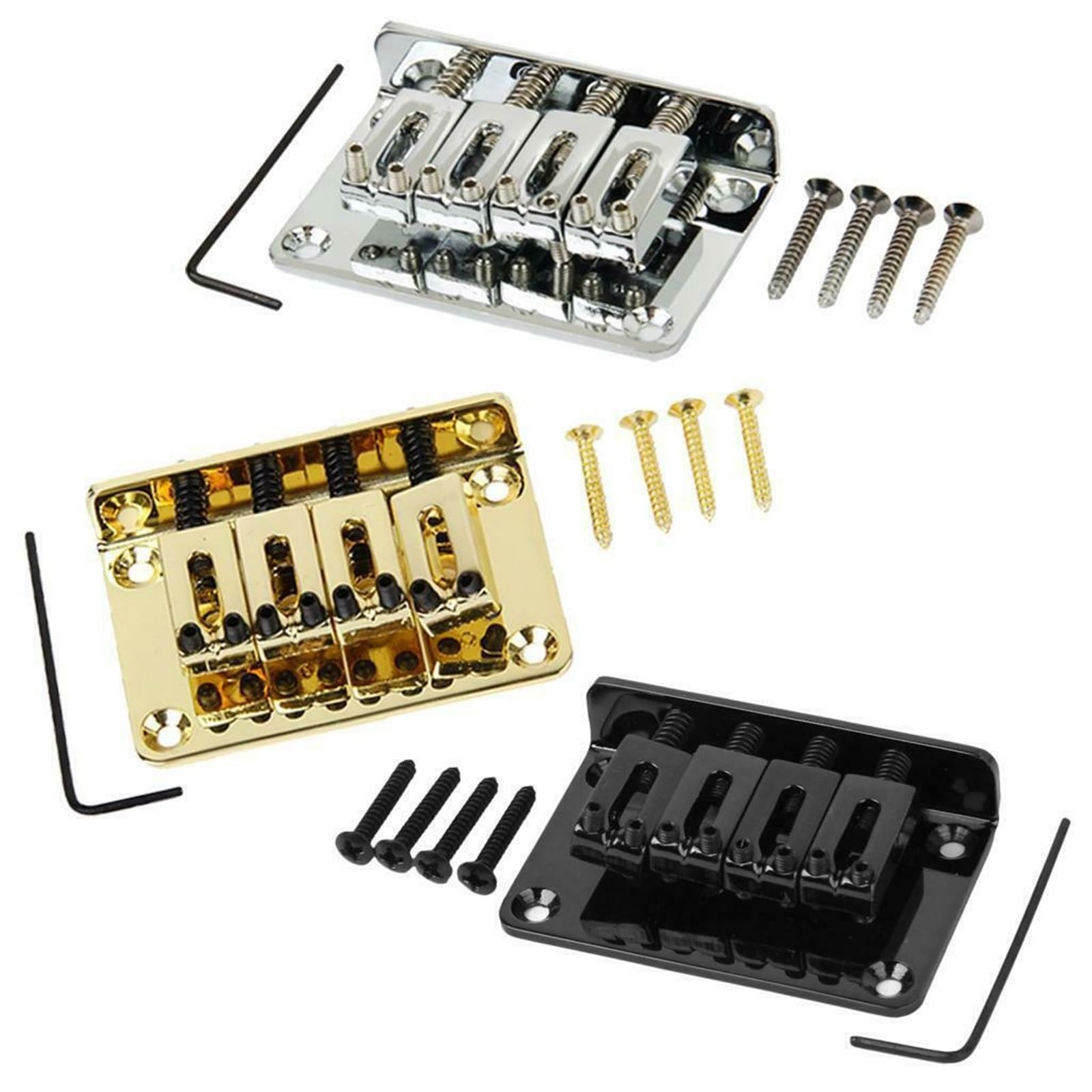 Ponte Per Chitarra Elettrica A 4 Corde Nero/cromato/oro Per Parti Di Ukulele Basso