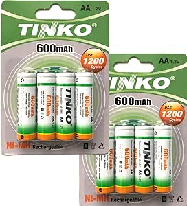 TINKO 8 x AA 600mAh 1.2v NI-MH Rechargeable Battery For Solar Lights ...