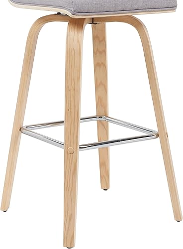 Miniatura 130 de Armen Living Vienna - Taburete giratorio de 26 pulgadas de altura de mostrador de piel sintética gris y madera de nogal Piel sintética