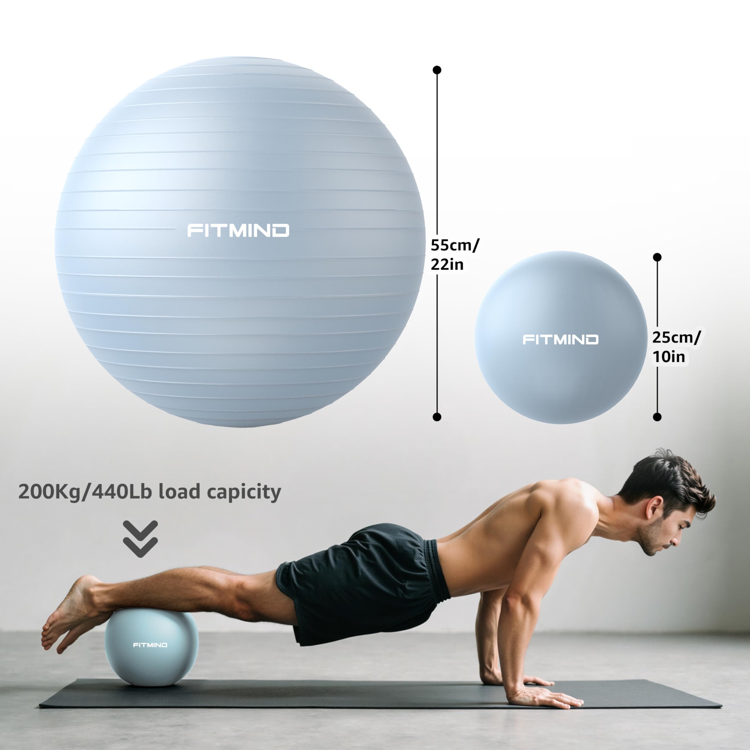 Set di palline da yoga - 55 cm e 25 cm (blu)