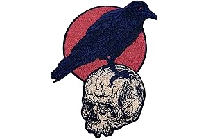 The Raven On The Skull Patch: An Embroidered Applique Badge That's Perfect For Jackets