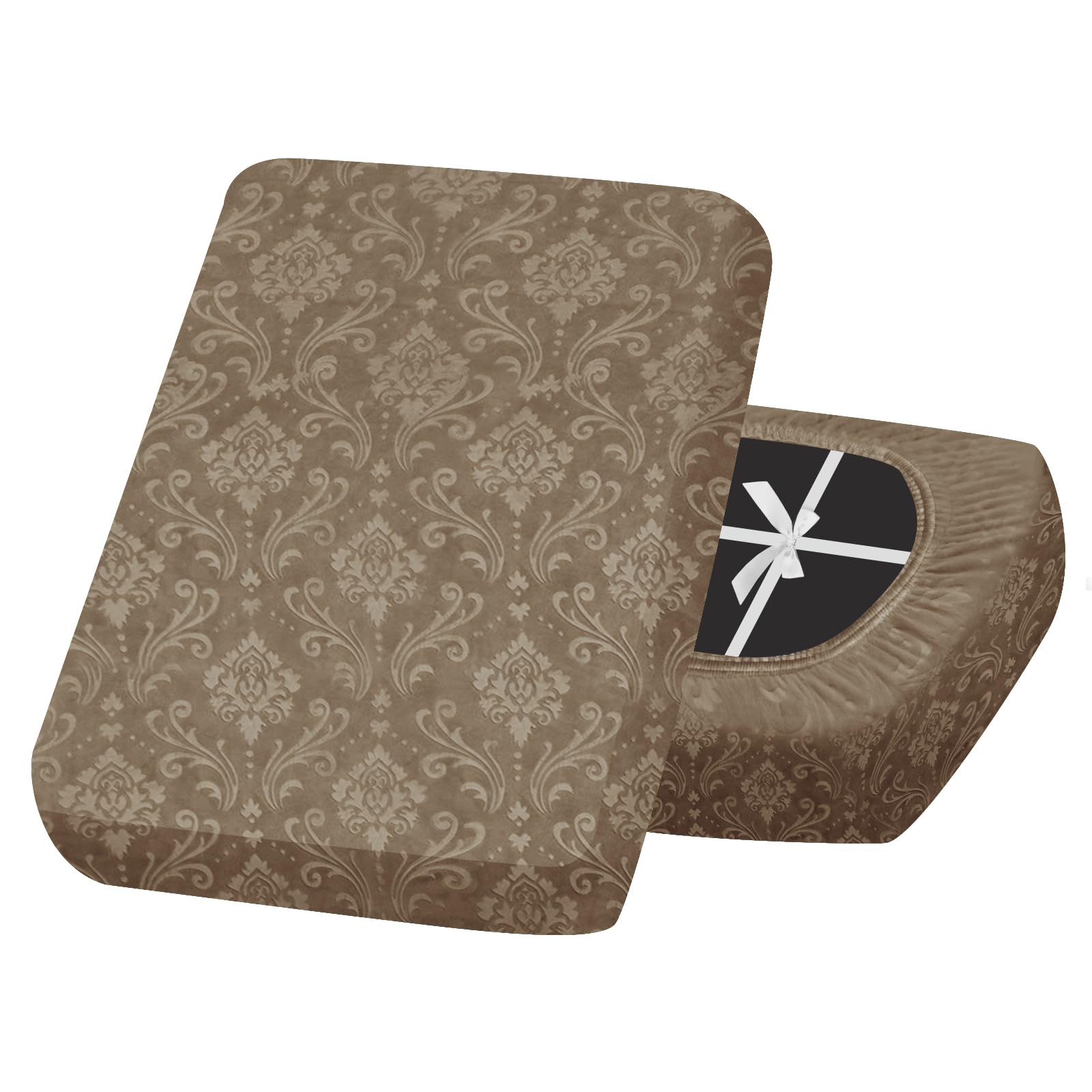 SYLC Sofa Seat Cover Velvet Embossed, Non Slip Stretch Sofa Cushion Covers with 4-ties, Fitted Sofa Cover for Settee/Couch/Caravan/Motorhome (Camel,1pc X-Large 1 seat)