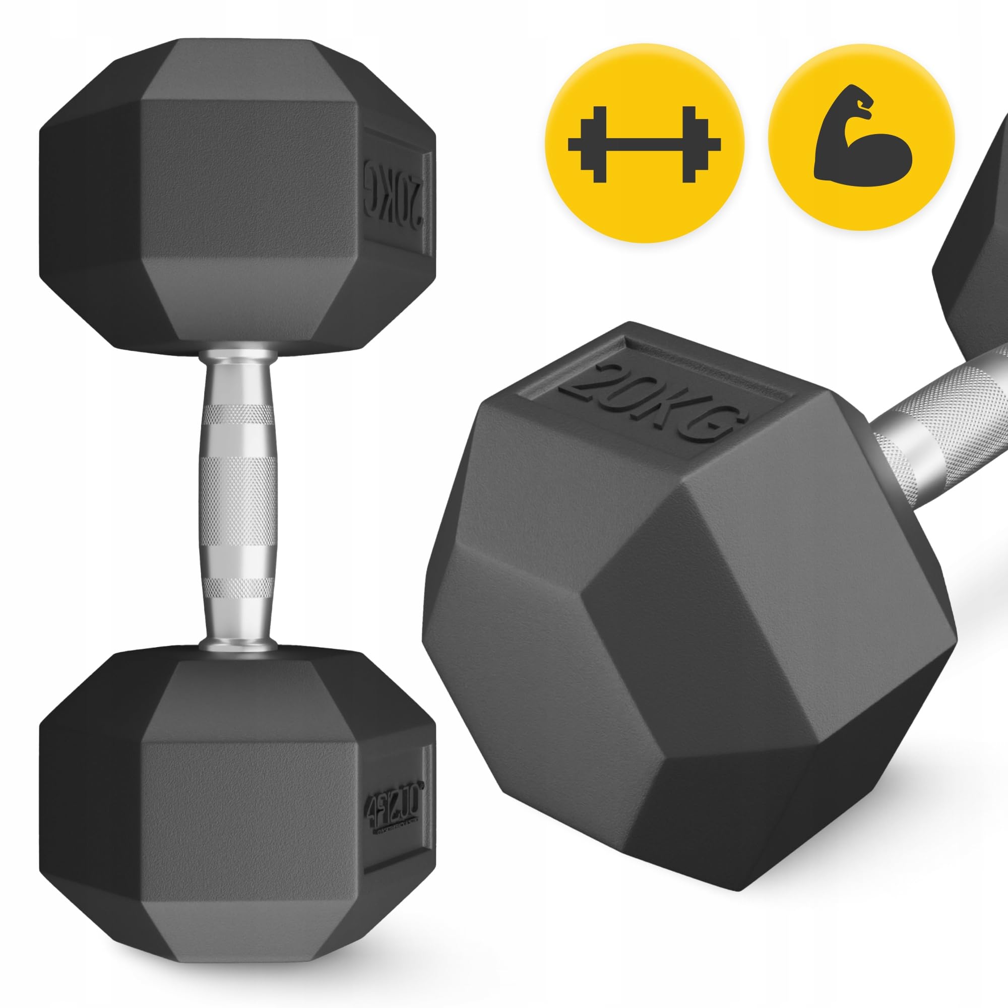 HANTLA OBCIĄŻENIE ŻELIWNY GUMOWANY HANTEL HEX SOLIDNY WYTRZYMAŁY 20 kg