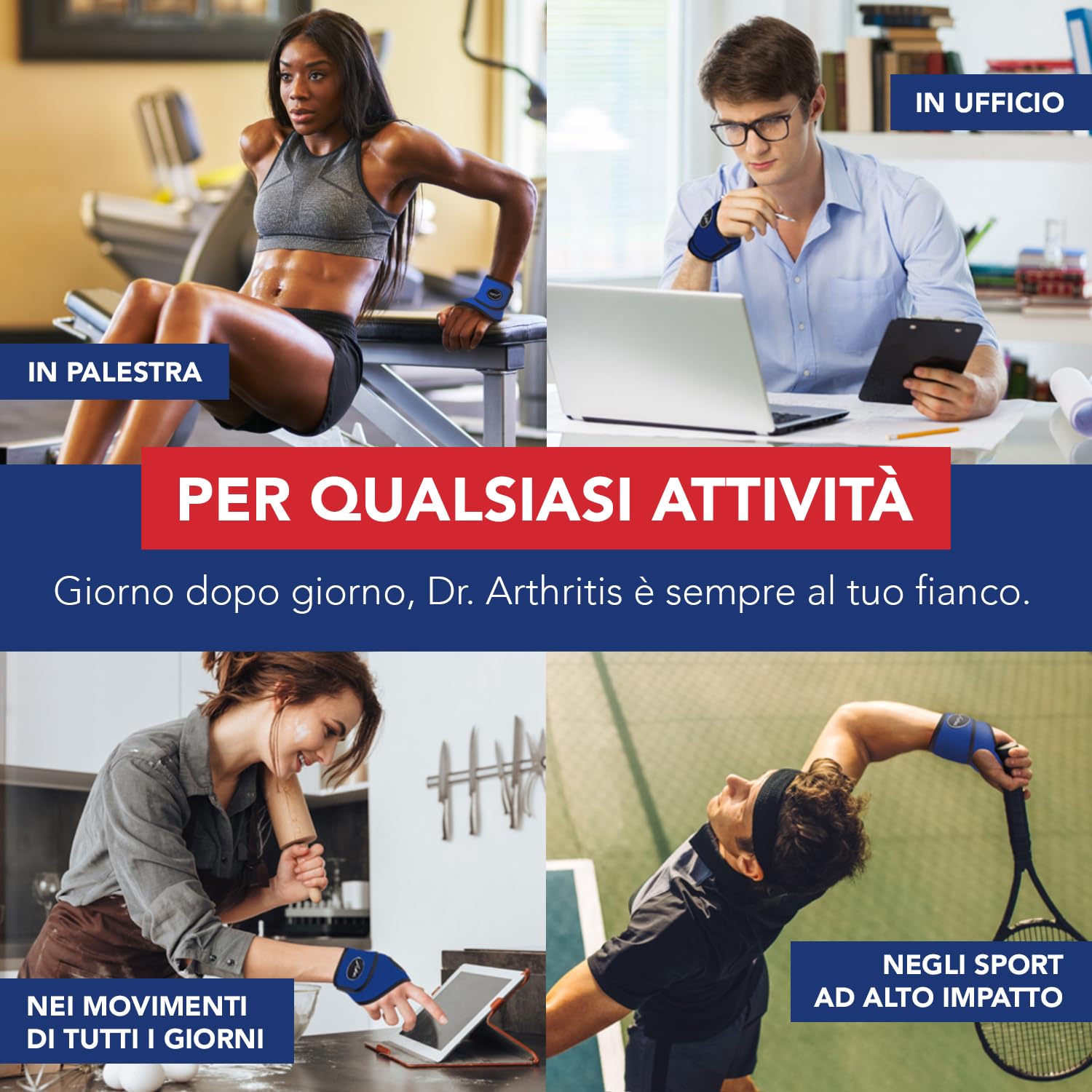 Tutore Polso con Rivestimento in Rame Ideato da Medici – Tutore Polso Sinistro e Destro per Tunnel Carpale – Fascia di Supporto con Chiusura a Strappo (Taglia Unica, Confezione Da Due, Blu)