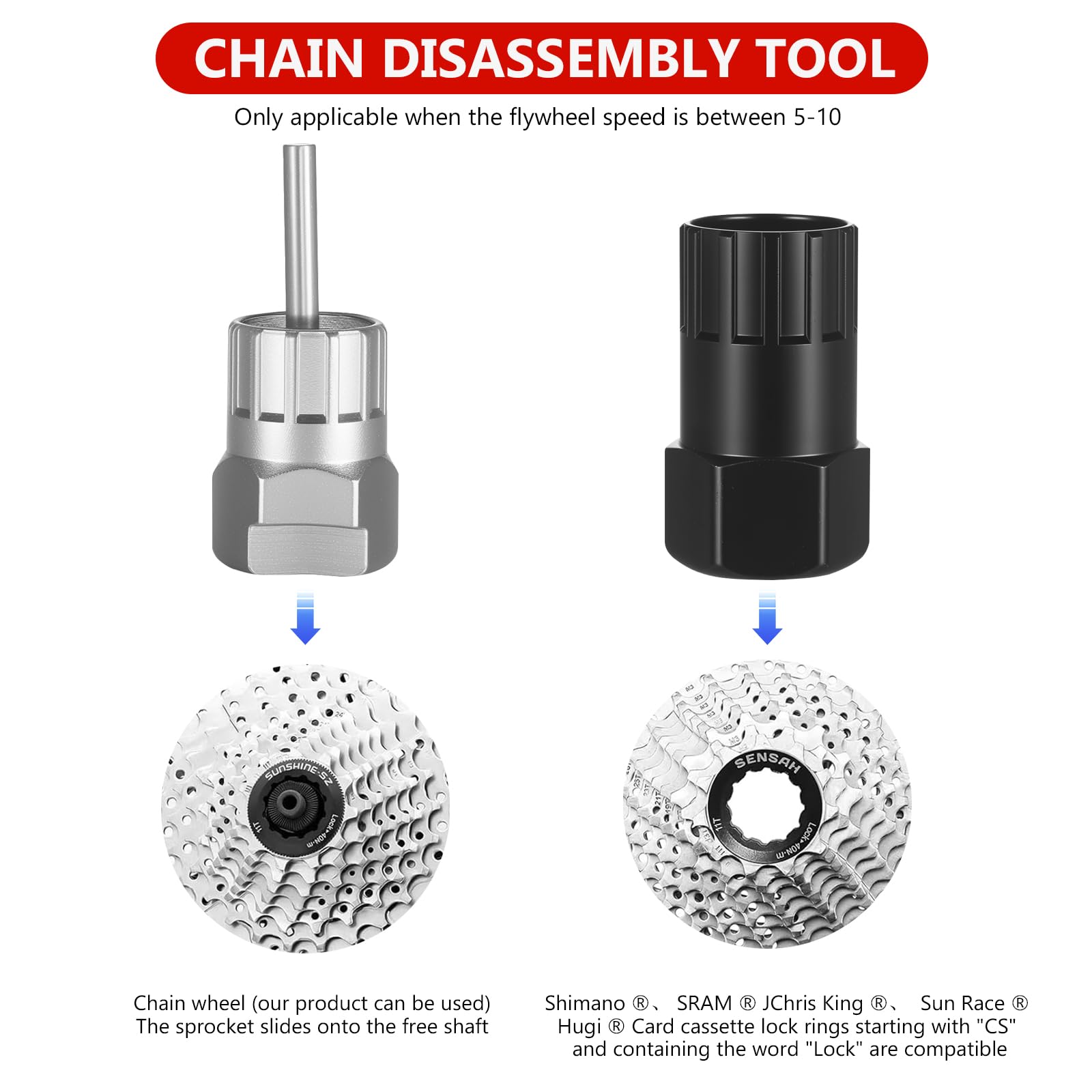 3 en 1 Herramientas Bicicletas, Juego de Herramientas de Extracción de Cadena de Bicicletas, Extractor de Cassette para Bicicleta Posicionamiento Preciso para 7, 8, 9, 10 y 11 Velocidades