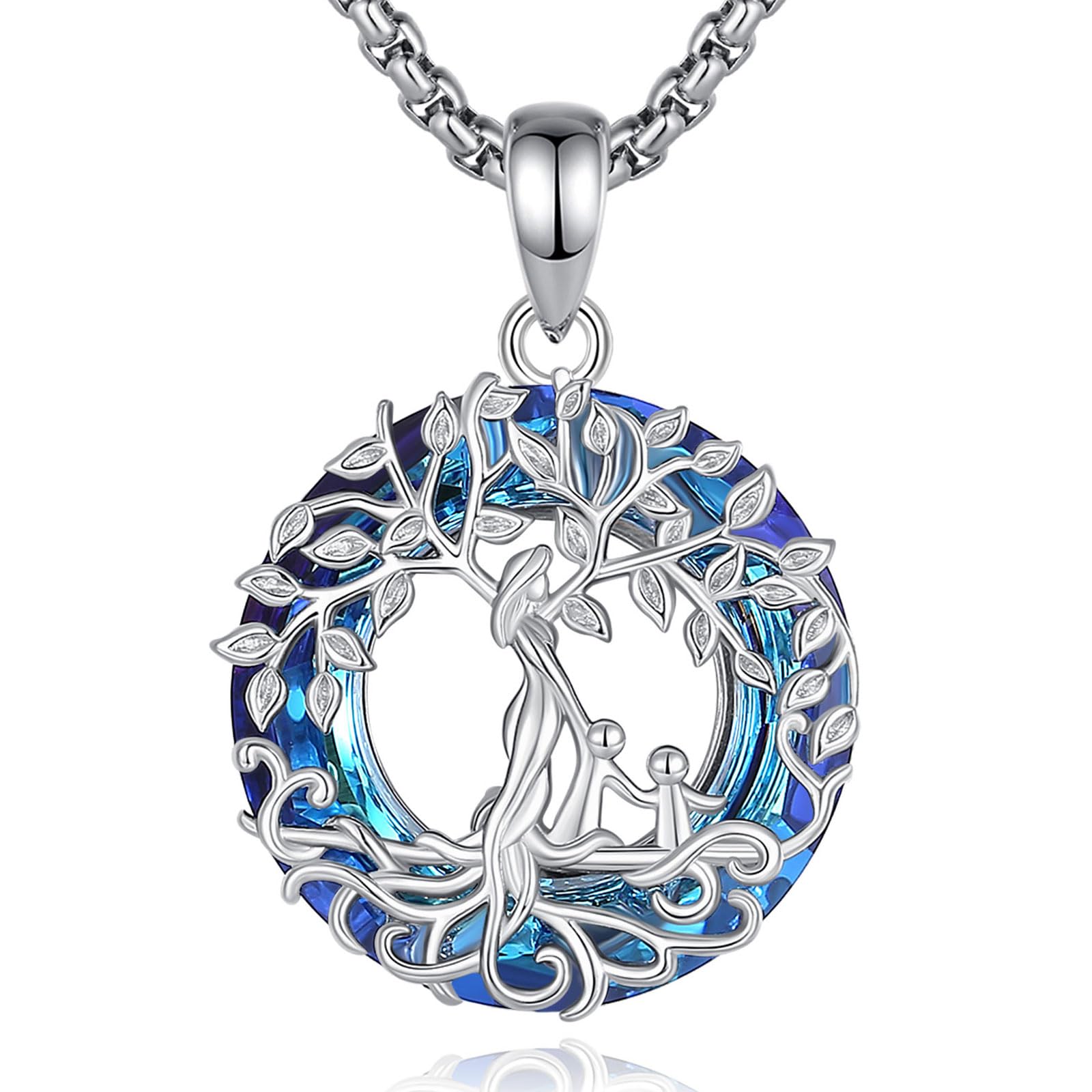 AEONSLOVE Colgante Árbol de la Vida Plata de Ley 925 para Madre e Hija Collar Arbol de la Vida Mujer con Cristal Turquesa Malaquita Collares el Arbol de la Vida Regalos Dia de la Madre
