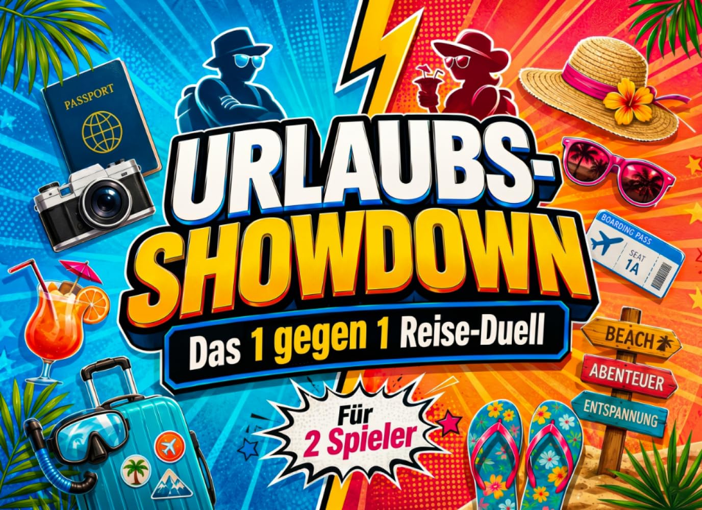Urlaubs-Showdown: Das 1 gegen 1 Reise-Duell: Lustige Reisespiele mit Stift & Papier für zwei – abwechslungsreiche Rätsel, Challenges und Quiz-Duelle für Paare, Freunde & Familien im Urlaub