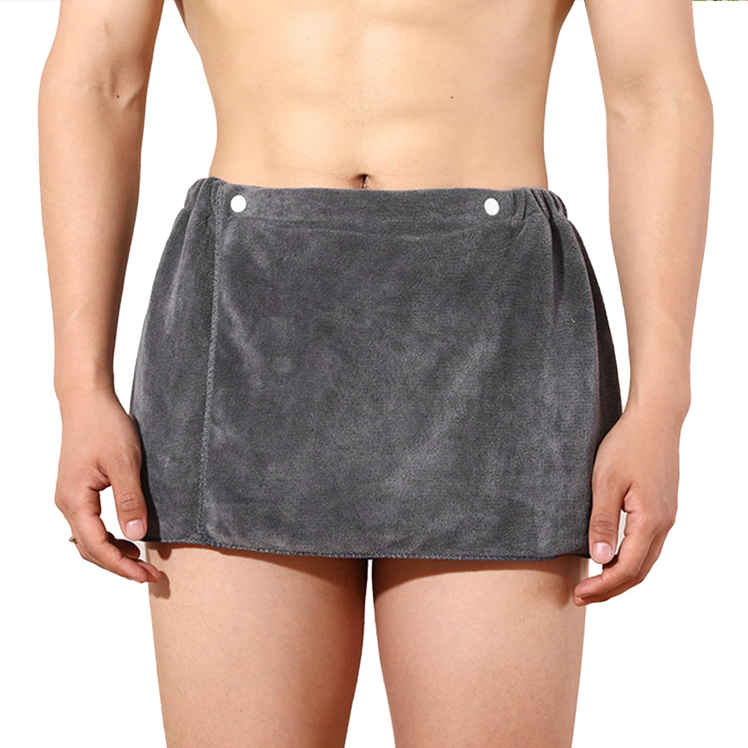 1 x men's bath towel, beach wrap skirt for men, sauna towel, elastic design with button, suitable for various occasions such as sauna, bathroom and beach
