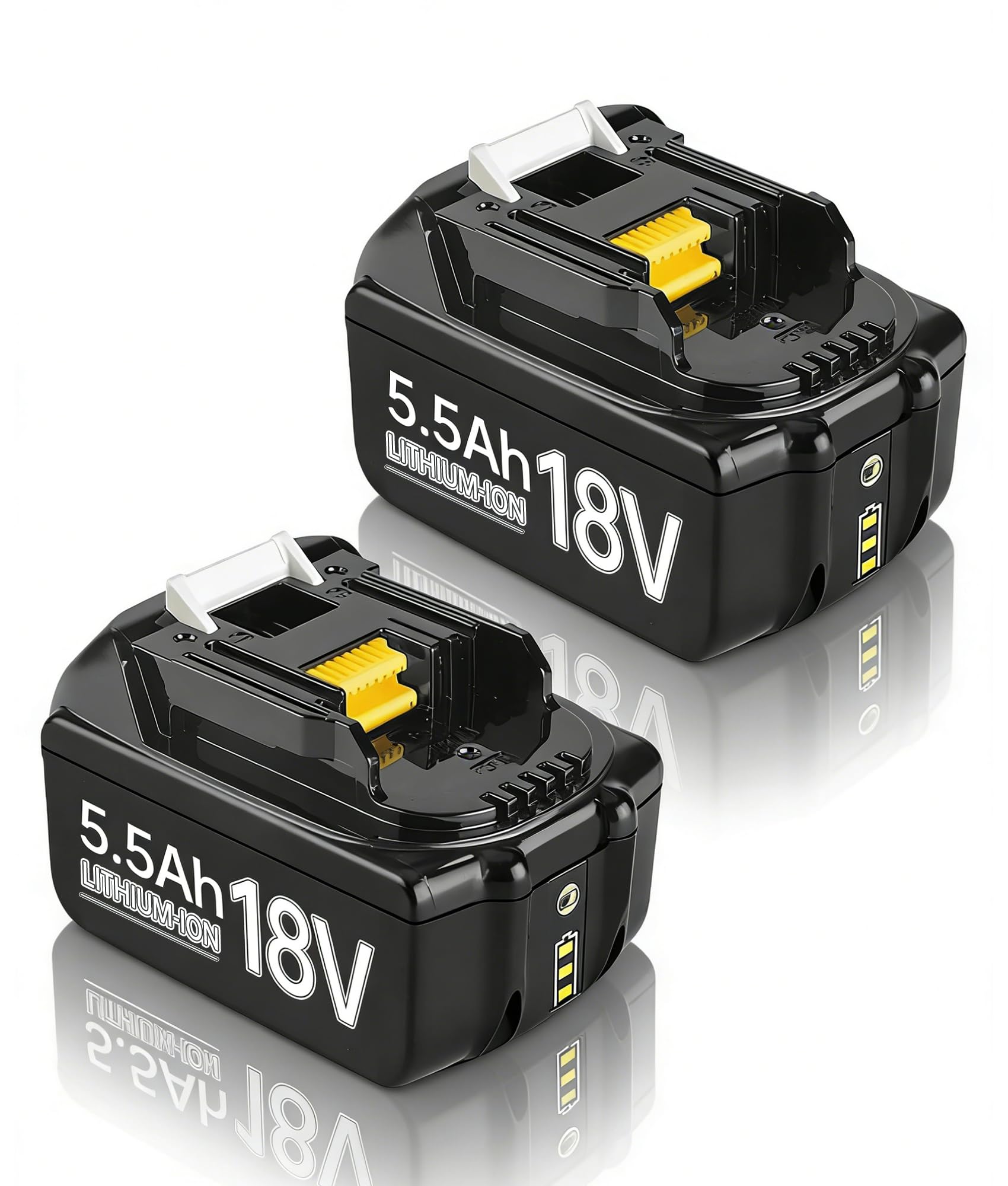Upgraded 2 Pcs 18V 5500mAh/5.5Ah Batteries Replacement for Makita Battery 18V for Makita Batteries BL1850 BL1830 BL1860B BL1860 BL1830B BL1840 BL1820 BL1815 BL1835 BL1845 with LED Indicator