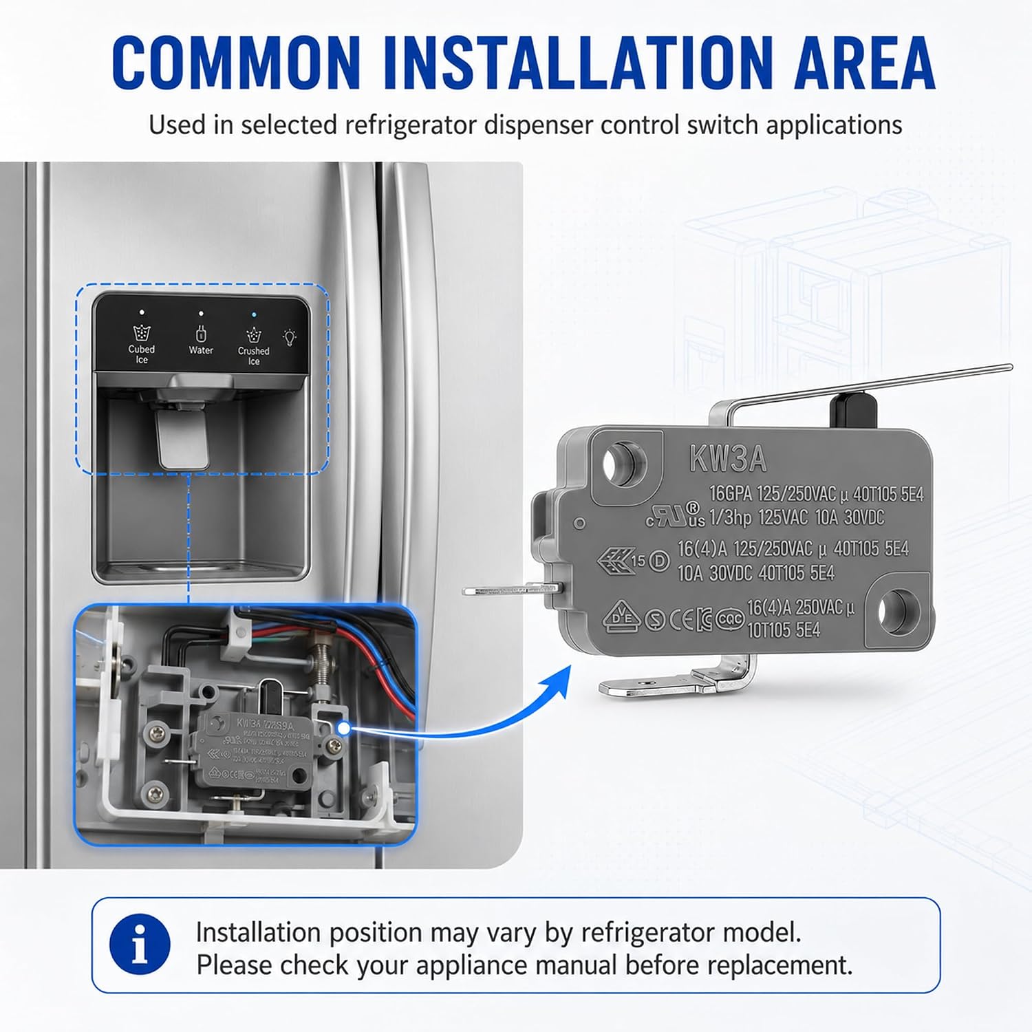 WR23X10783 WR23X10171 Refrigerator Dispenser Switch Replacement GE Hotpoint PS8259956 WR23x10224 6600JB3001C