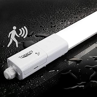 TONFFI LED Feuchtraumleuchte 115CM mit Bewegungsmelder, 4000K Neutralweiß Verknüpfbar LED Deckenleuchte Röhre 36W, IP65 Wasserfest Wannenleuchte Werkstattlampe 4100LM für Lager Garage Keller