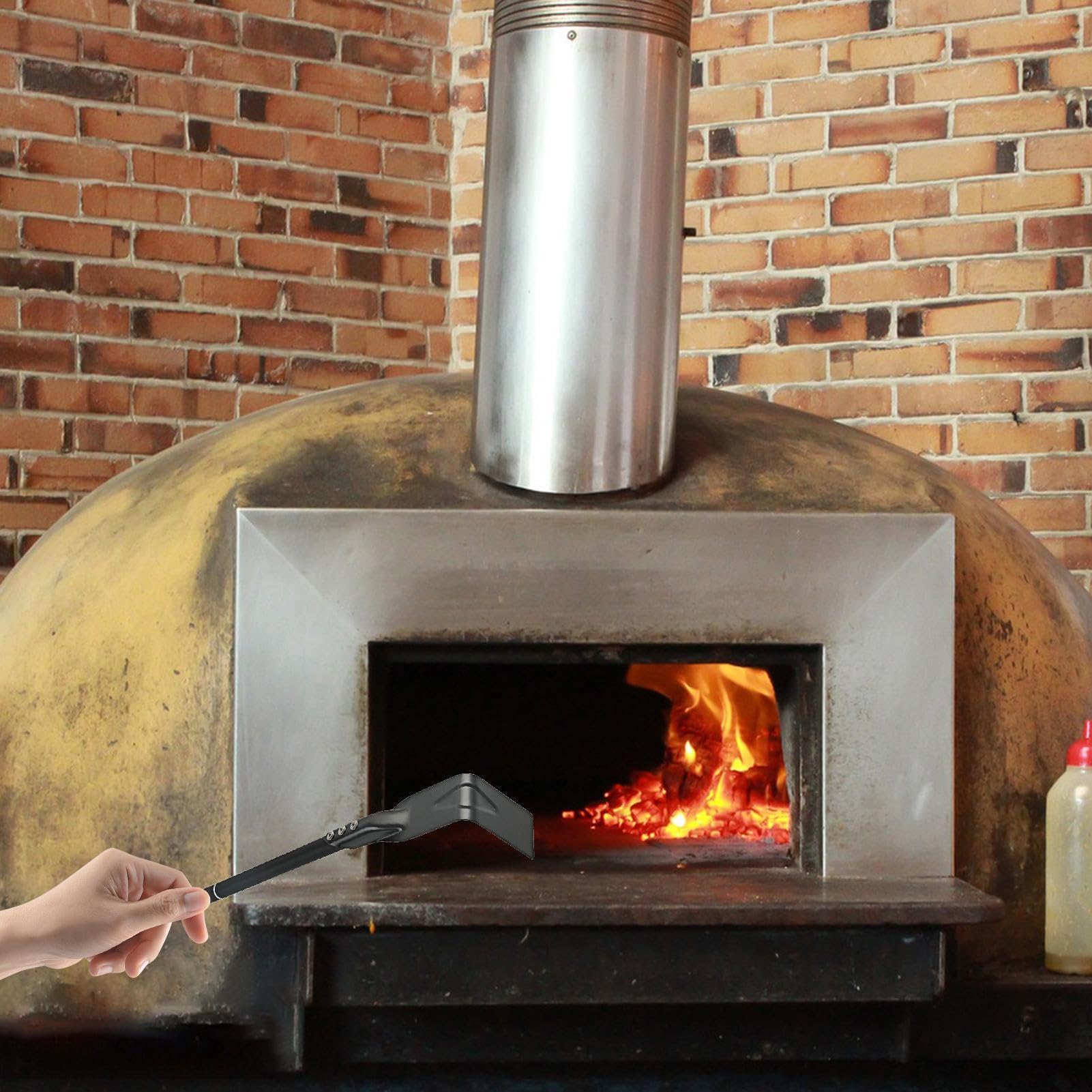 Rastrello per cenere da forno per pizza, raschietto con manico lungo, per cenere per stufa, strumento per barbecue a carbone, accessorio per barbecue e grill, per cucinare all'aperto,