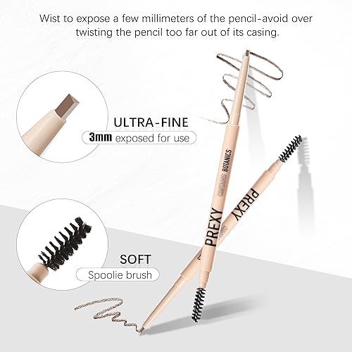 Miniatura 4 de Lápiz de cejas orgánico, marrón medio, lápiz de cejas impermeable, cepillo de cejas de doble cara para cosméticos de maquillaje facial (104 marrón