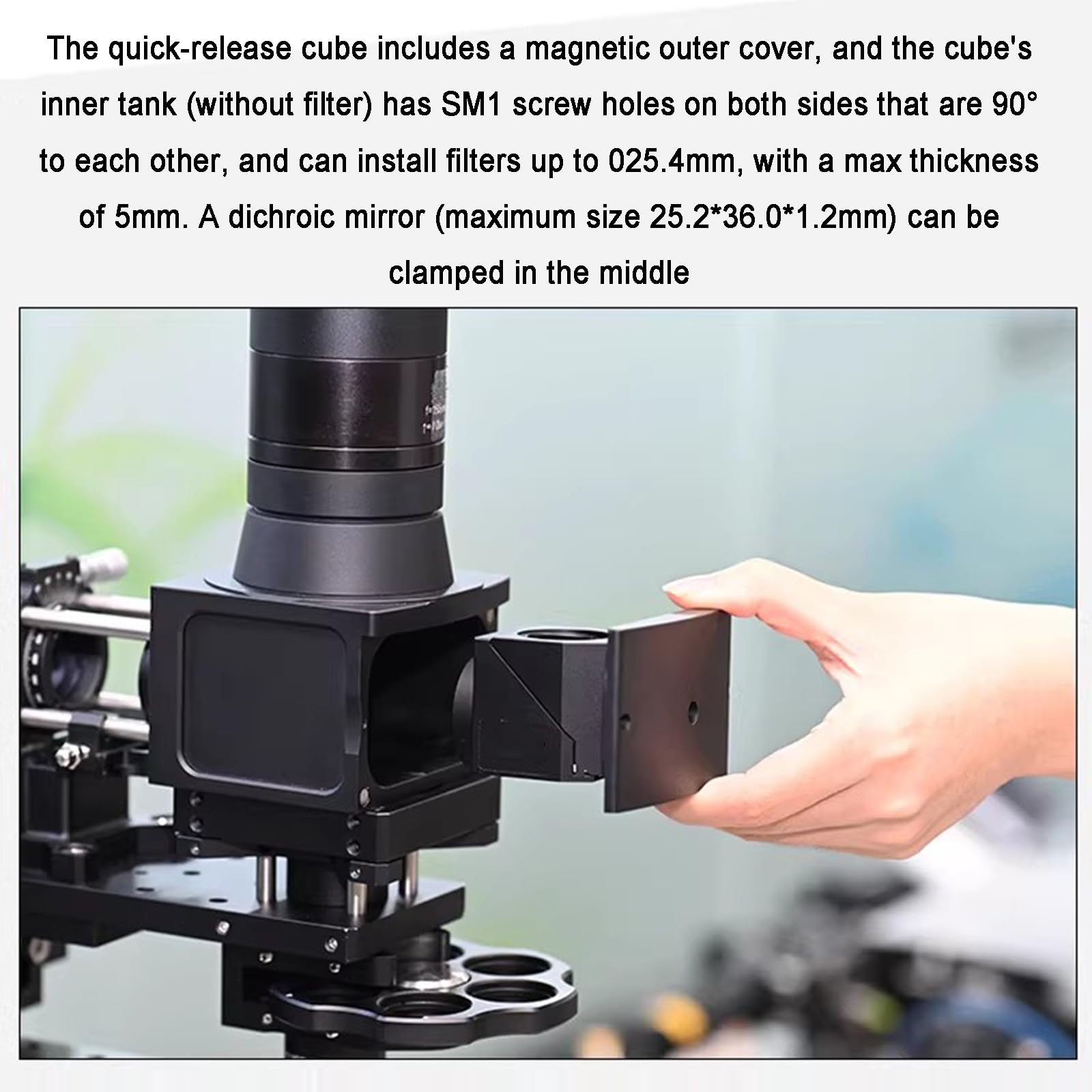 Modulo cubo di fluorescenza per microscopio, modulo in lega di alluminio a sgancio rapido con tubi lenti SM1 e sistemi a gabbia da 30 mm, filtro non incluso