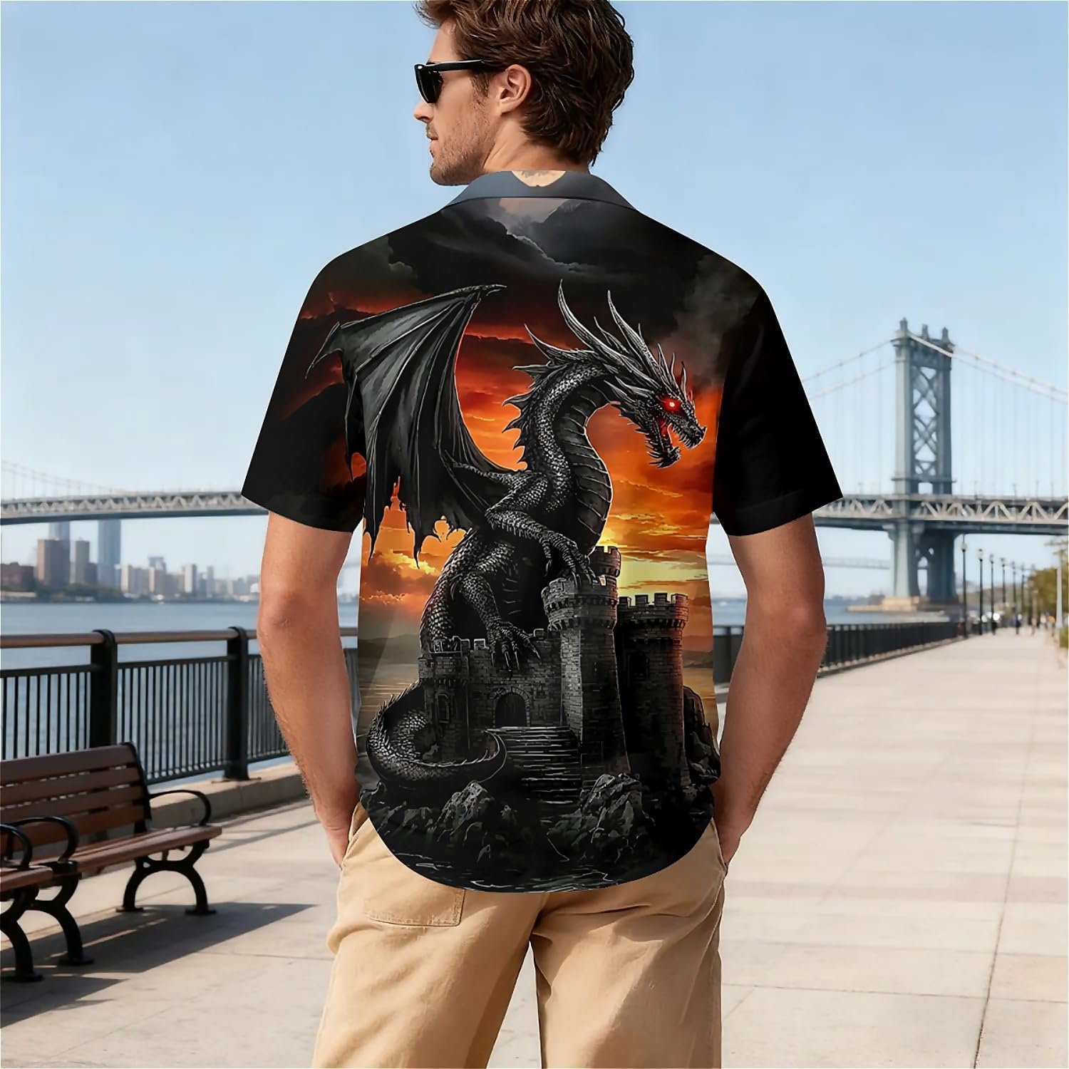 Skull Mens Funny Hawaiian Shirts Summer 3D Graphic Button Down Short Sleeve Tropical Holiday Beach Aloha Shirt Medium - Image 5