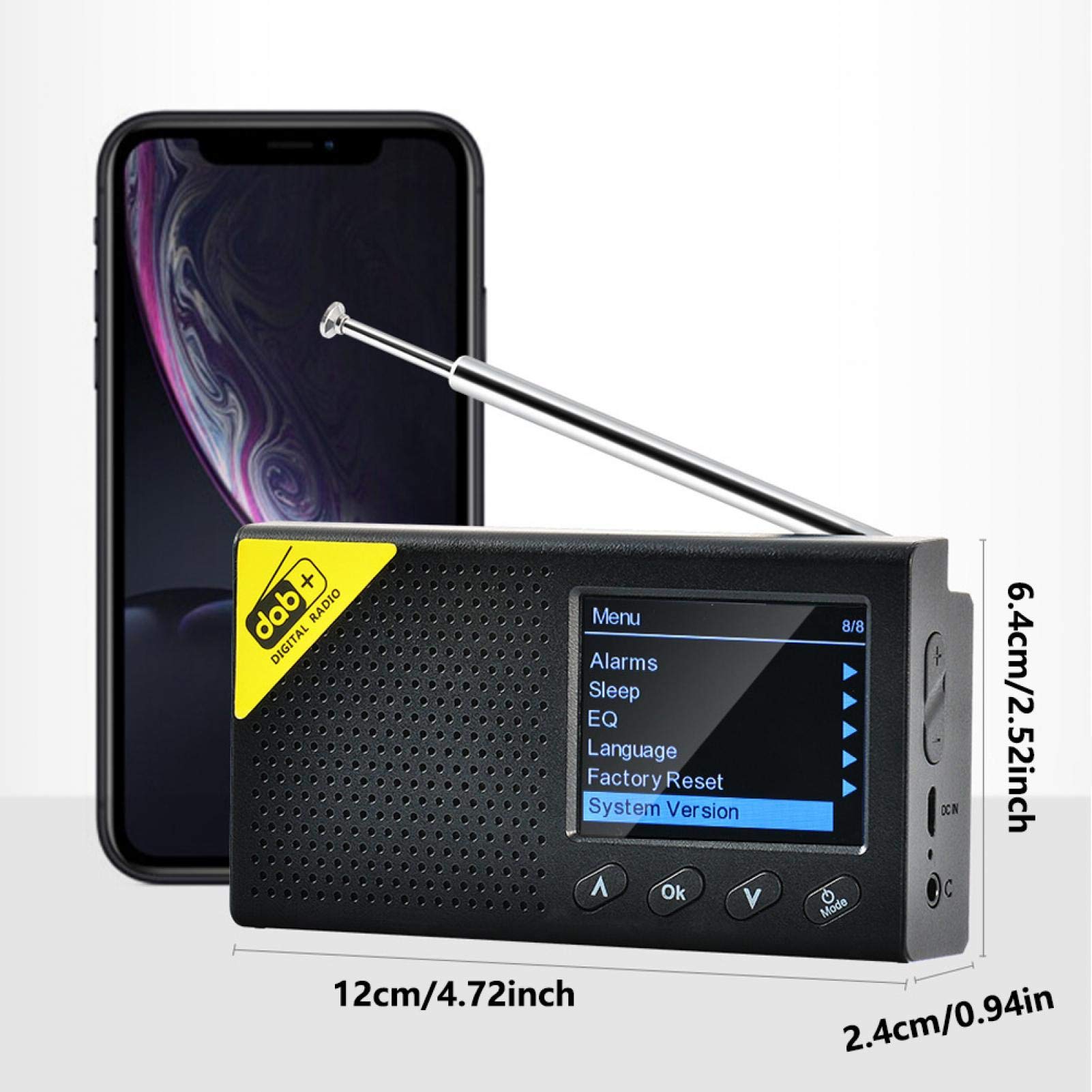 Radio numérique, Bluetooth 5.0 Écran LCD de 2,4 Pouces Radio FM numérique Portable Rechargeable Dab à la Maison utilisant la Radio numérique, pour l'extérieur/Chambres/Maison/Bureau