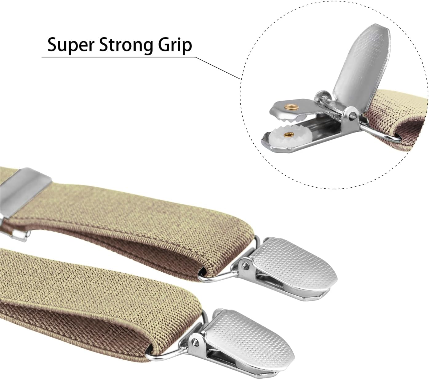 Buyless Fashion Men Suspenders - 48" Elastic Adjustable Straps 1" - Leather Y Shape Back
