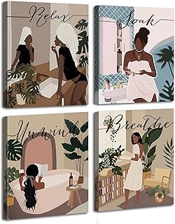 Black Woman Art Bathroom Decor African American Wall Art,Black Girl In B...
