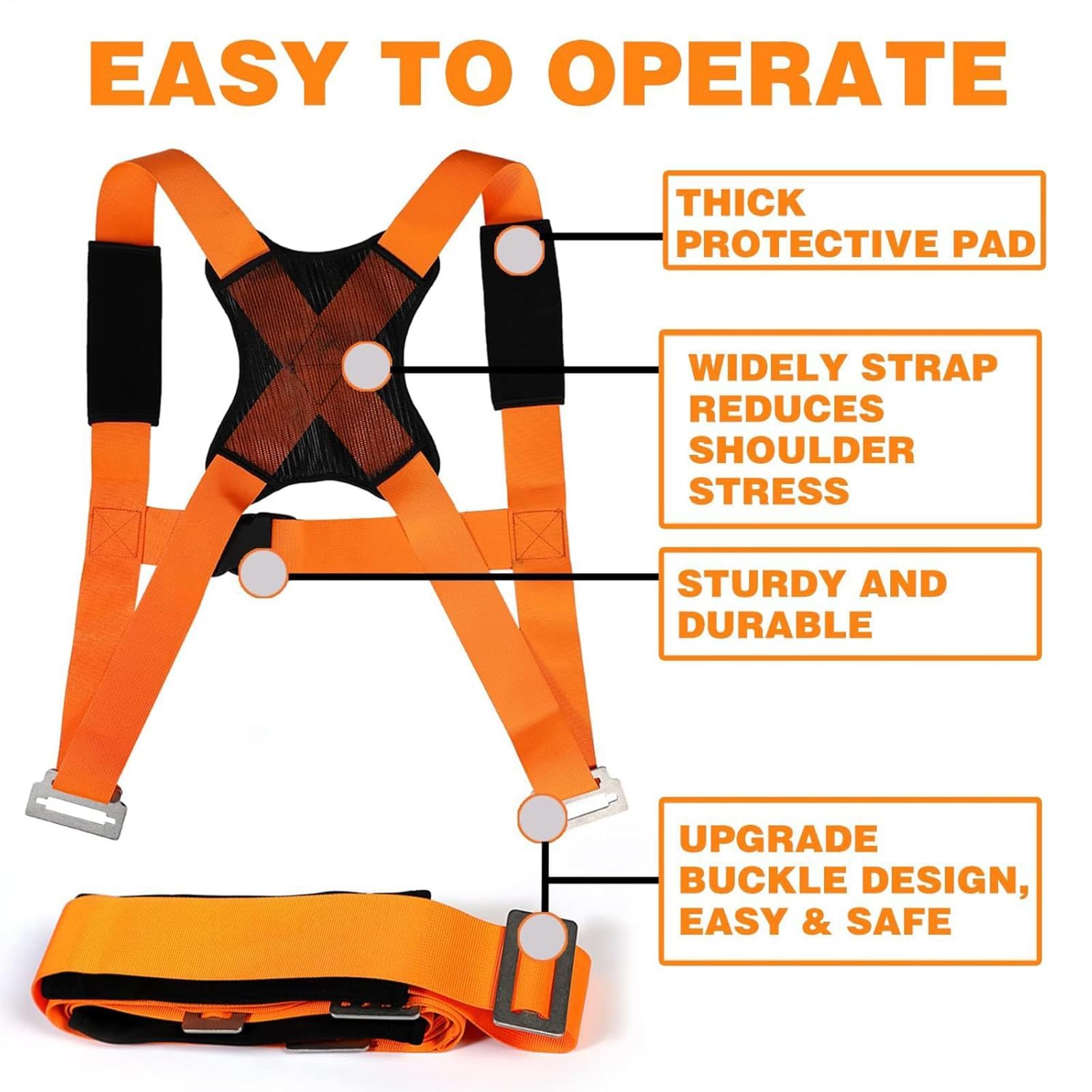 Cinghie di sollevamento for traslocatori, set di 2 imbracature di sollevamento for traslocatori | Cinghie di sollevamento portatili e resistenti da 880 libbre for il trasporto di elettrodomestici, por