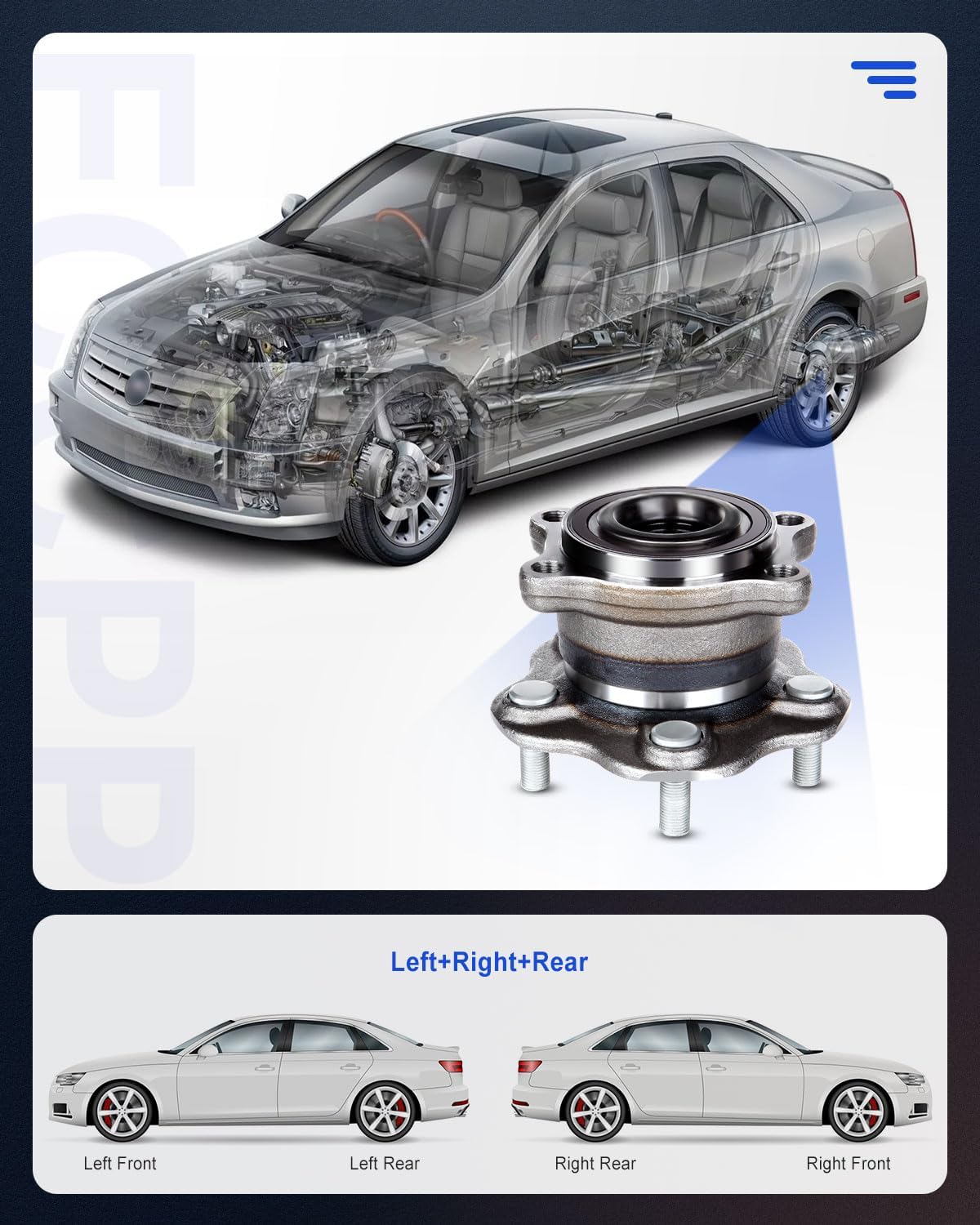 ECCPP Replacement For Pair of 2 New Complete Rear Wheel Hub Bearing Assembly 5 Lugs w/ABS For 2003-2007 Murano 512363 x2