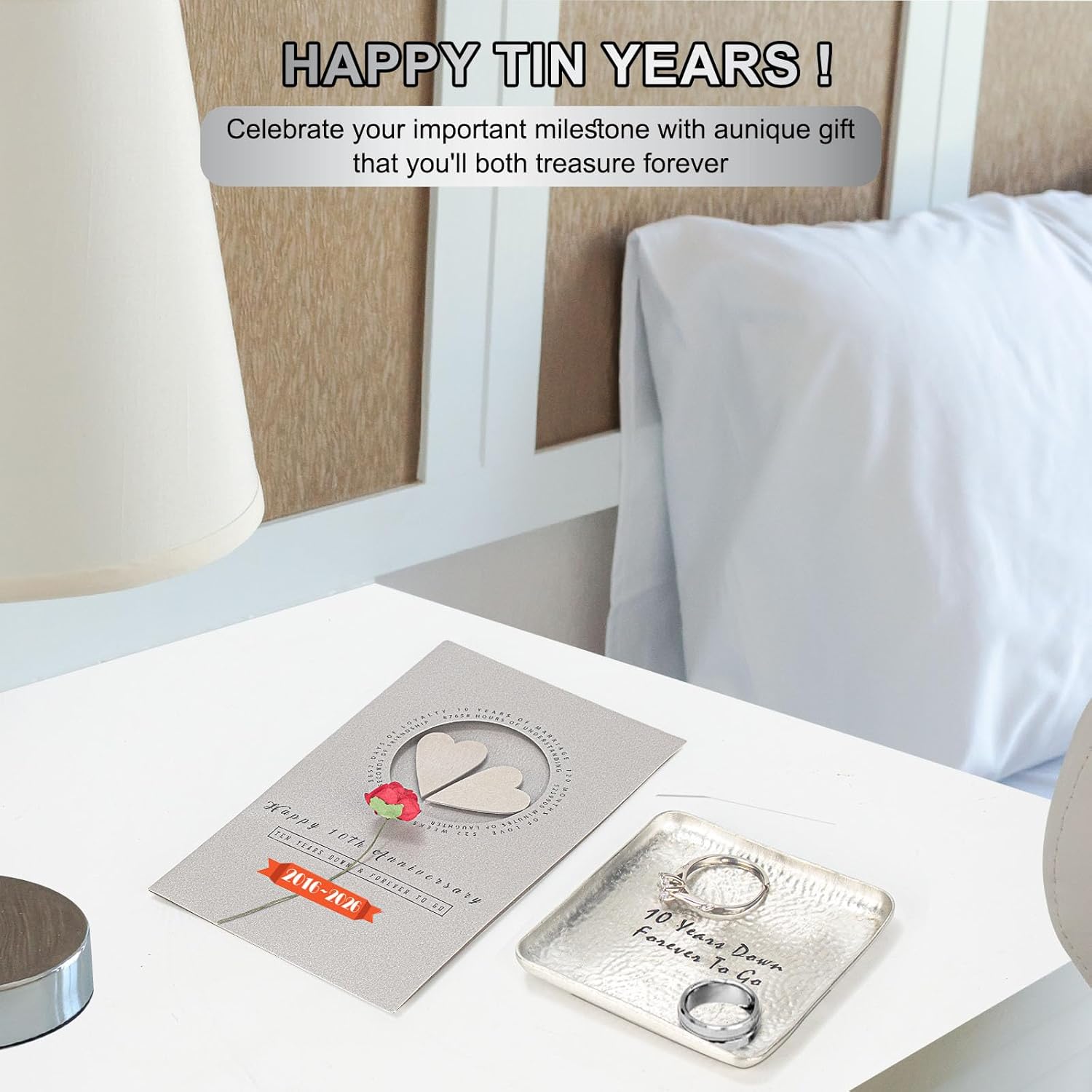 10 Year Anniversary Tin Gifts For Him Her For Wife Couples,10th Wedding Anniversary Aluminum Gifts Set,Happy 10 th Gift Ideas For Couple, Best 10th Gift Basket Box With Card Decorations