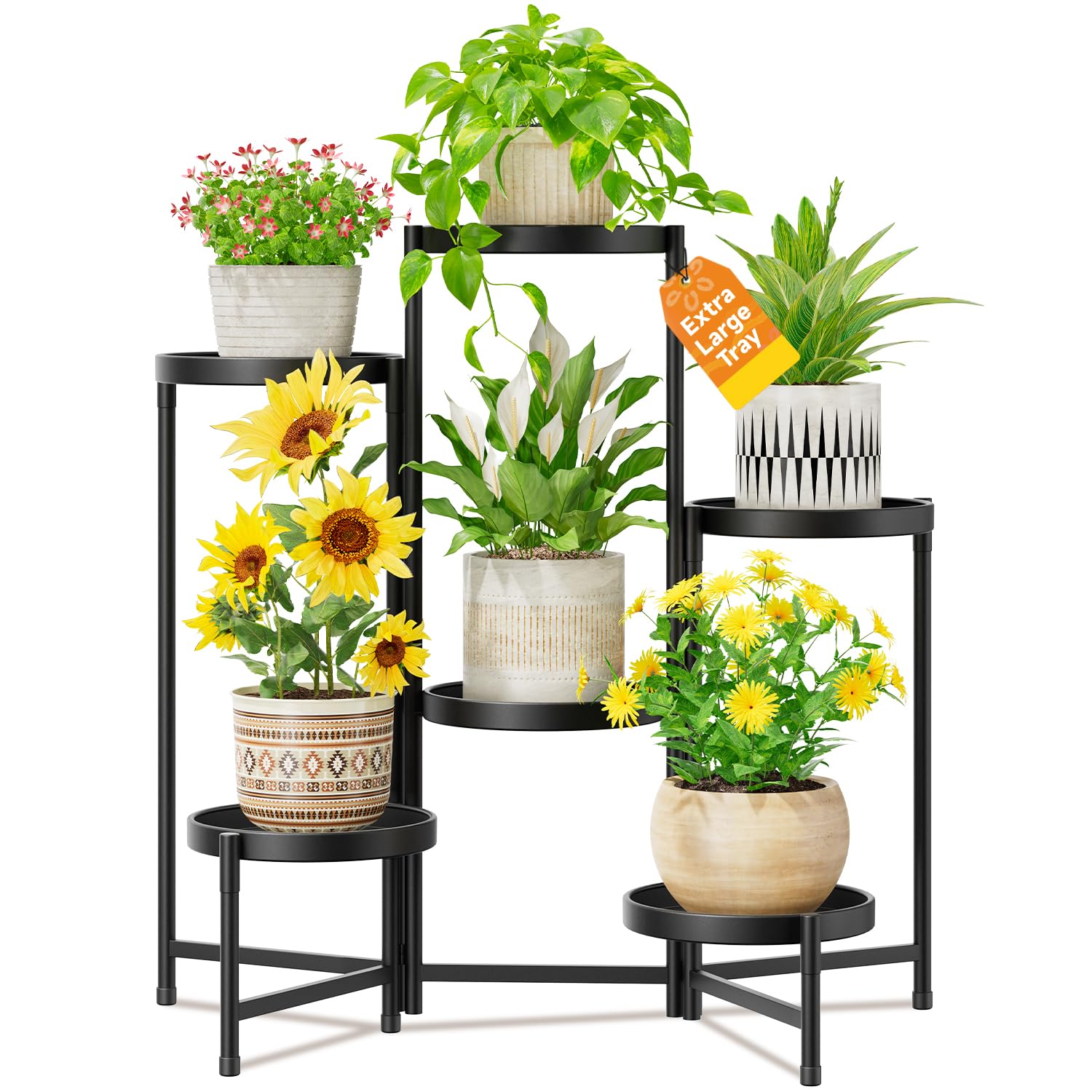 LASZOLA 6 Tier Black Plant Stand