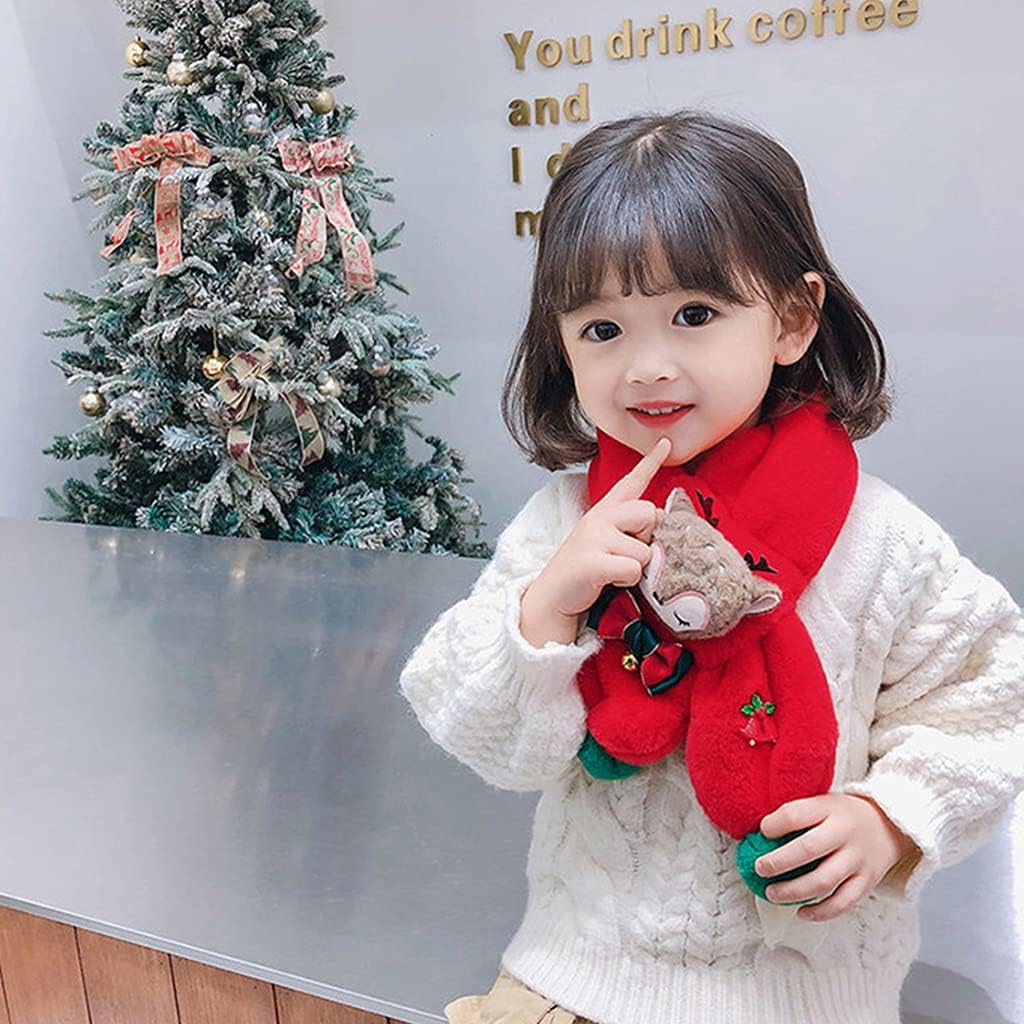 Scarf,Scarf Female Autumn and Winter Faux Plush Thick Warm Scarf Christmas Color for Student Children