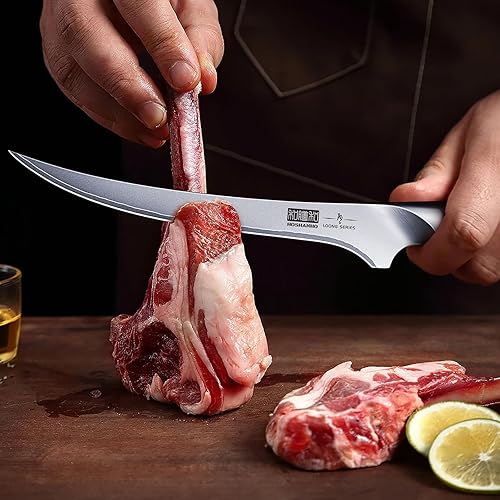 Miniatura 7 de HOSHANHO Cuchillo de filete de 9 pulgadas, cuchillo de deshuesado súper afilado en acero inoxidable de alto carbono, cuchillos japoneses