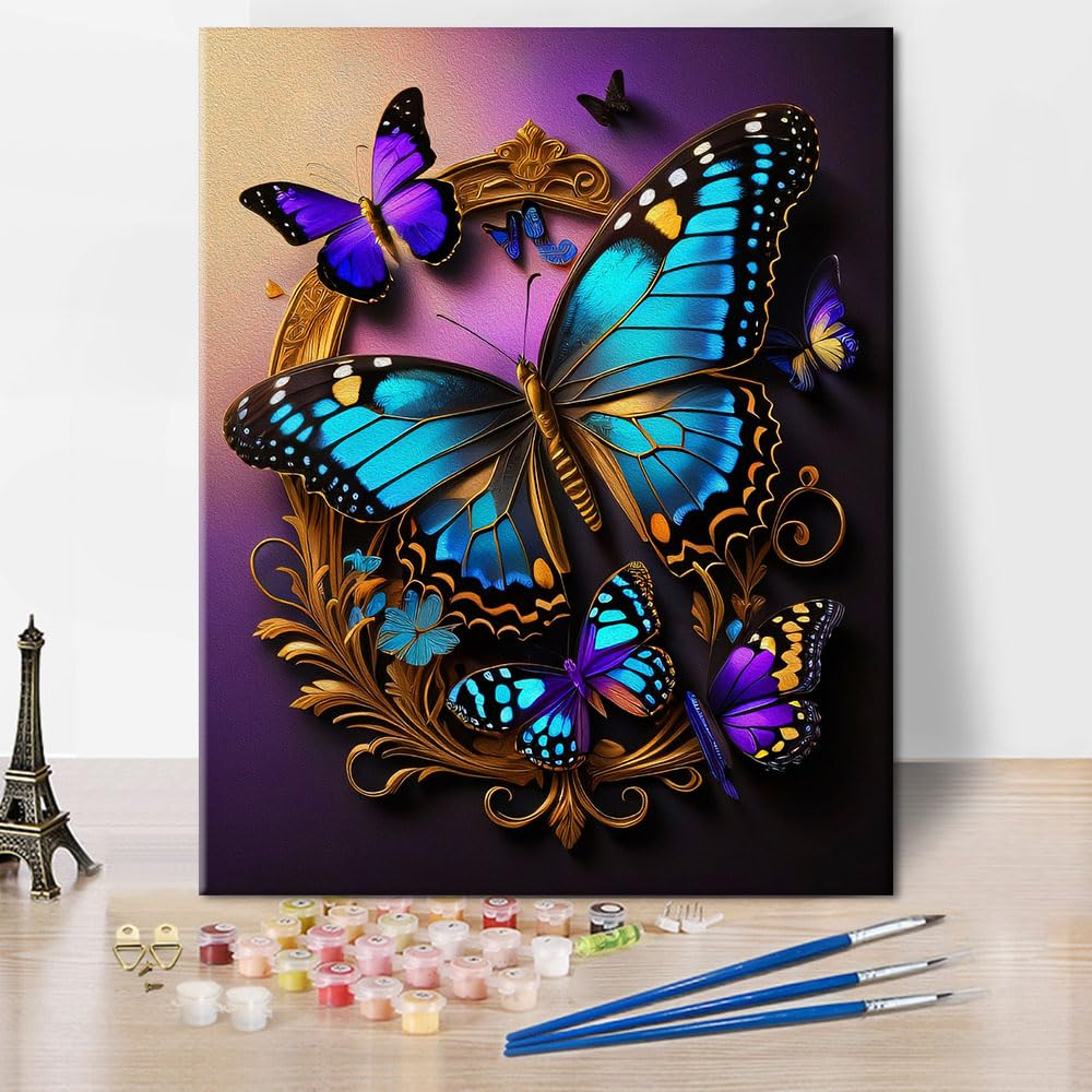 Amazon.com: TUMOVO Butterfly Paint by Numbers Adult Kit, DIY Paint by ...