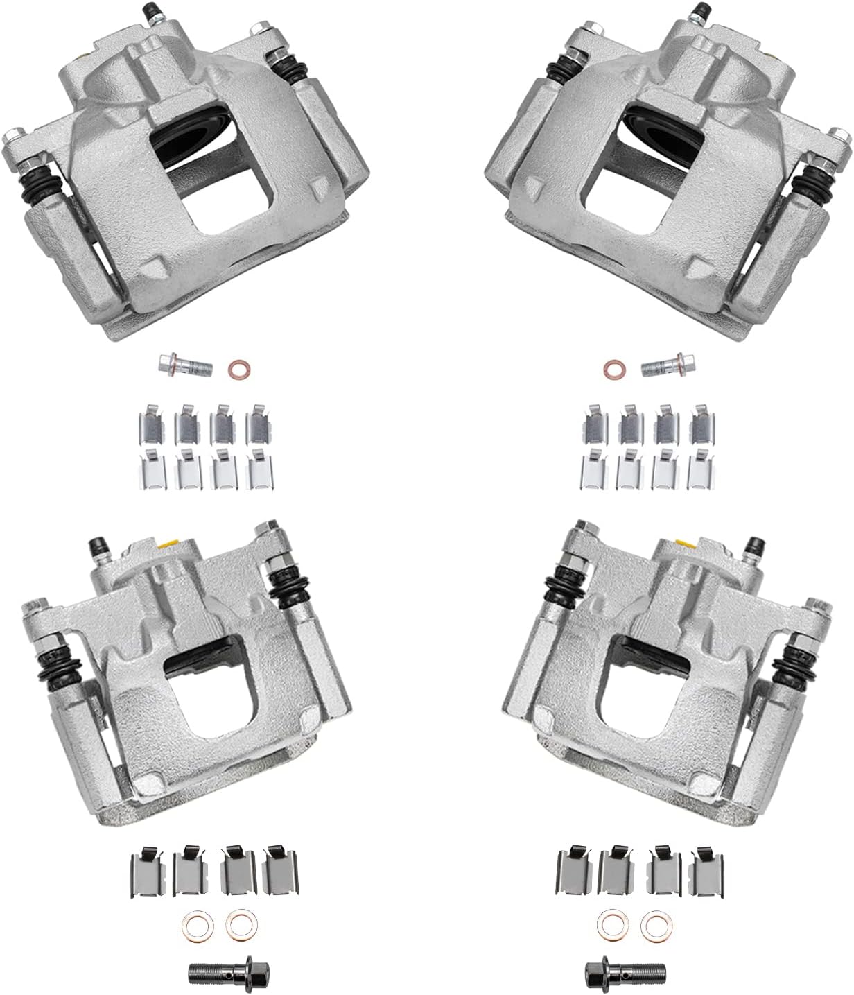 Detroit Axle 4-Piece Brake Calipers with Brackets (Front & Rear)