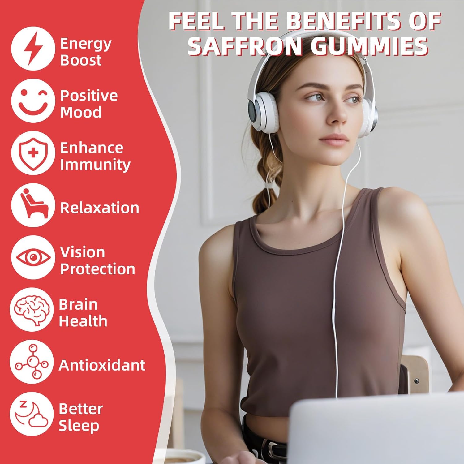 Saffron Gummies for Adults Kids - Organic Saffron Extract Supplement for Men Women Sugar Free for Mood Balance Support Better Sleep Metabolism with Vitamins Non GMO Strawberry Flavored 30 Days Supply - Image 3