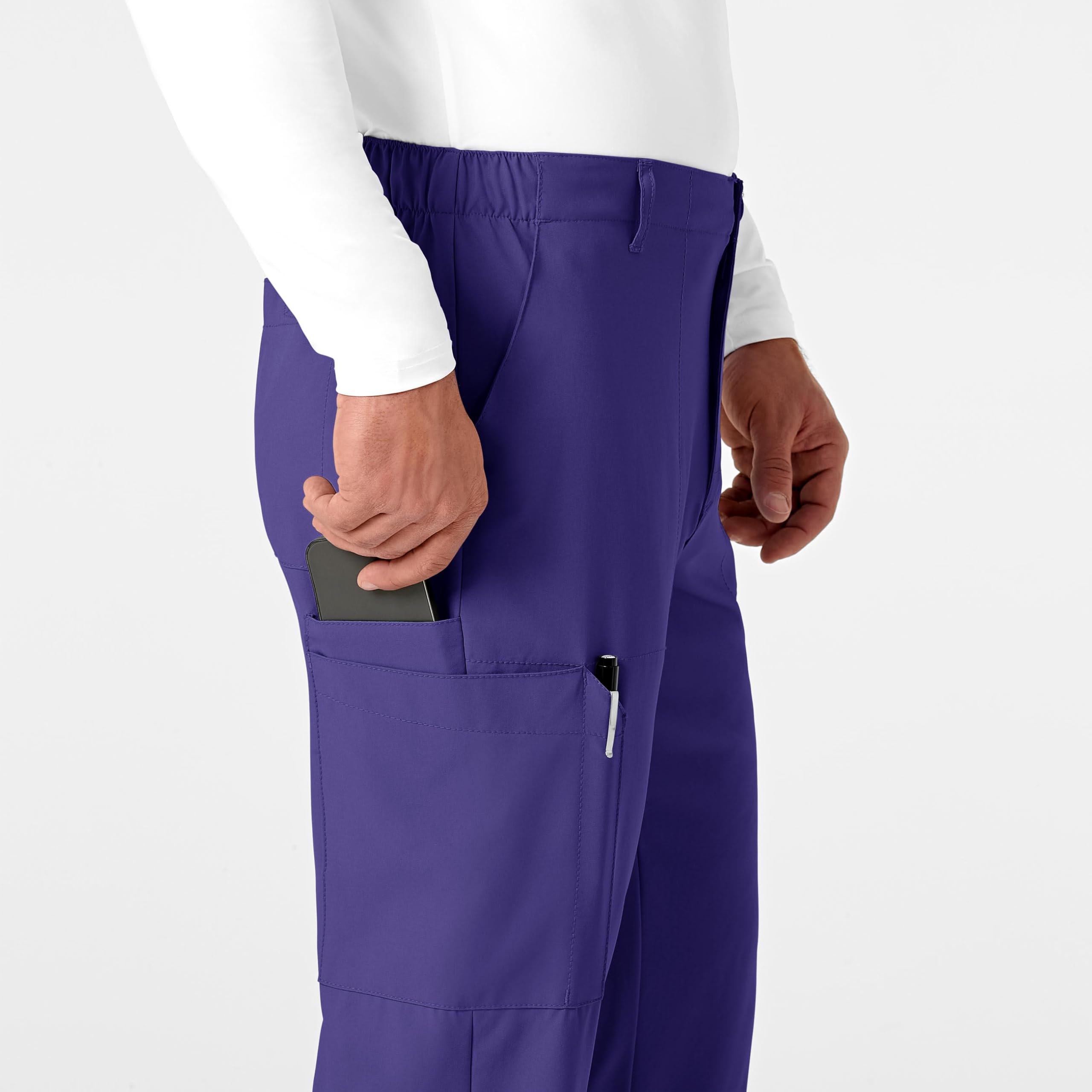 Men's Flat Front Cargo Scrub Pant, Grape, 3XL TAL