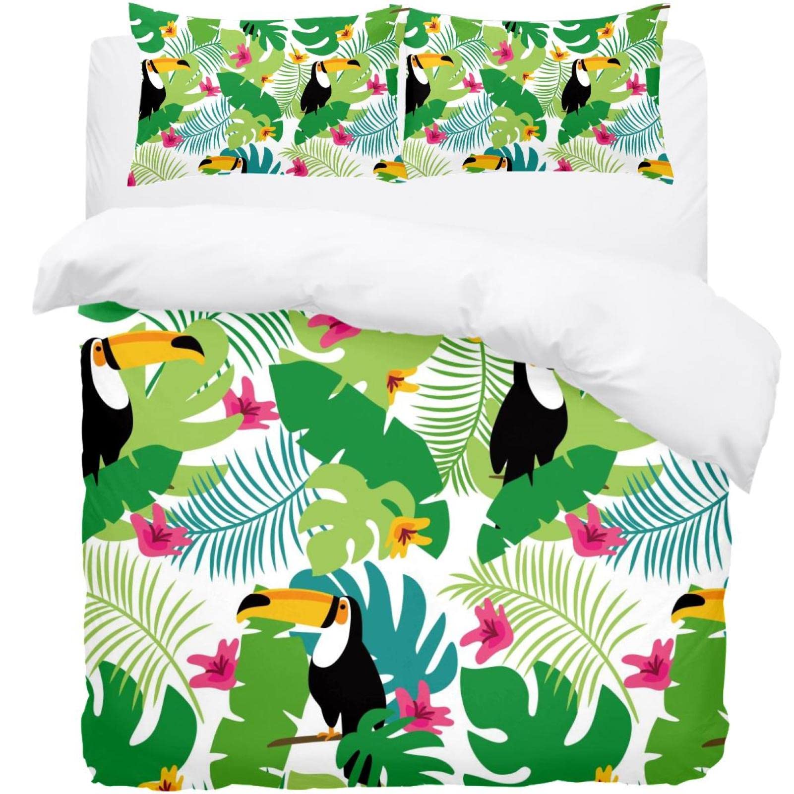Linge de lit simple 3 pièces haut de gamme housse de couette douce toucans