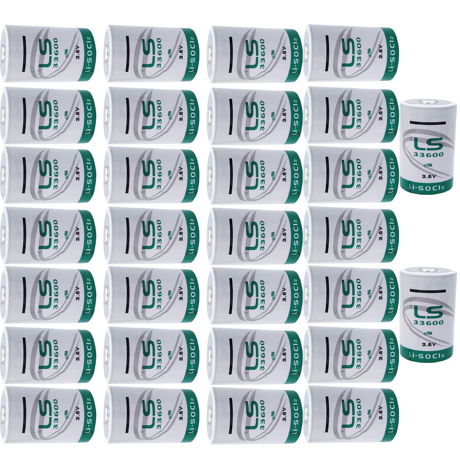 XCGonSa 30-Pack 3.6V 17000mAh LS33600 Battery for LS33600 D Size Lithium Thionyl Chloride Battery