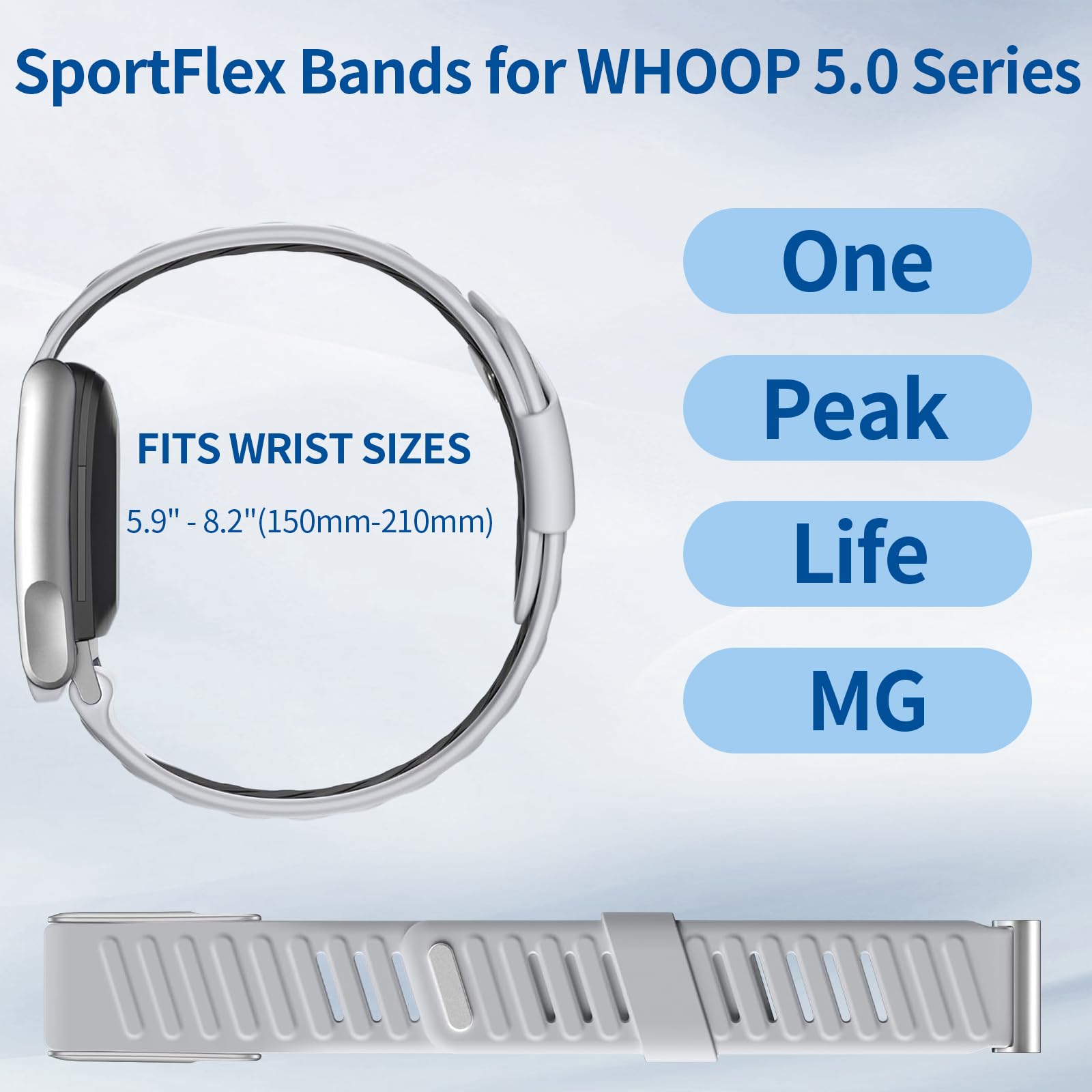 3 Pezzi Cinturini Sportivi Compatibili con WHOOP 5.0/MG per Donna Uomo, SuperKnit/SportFlex/CoreKnit Cinturino-Morbidi Traspiranti Comodi, Cinturini di Ricambio Regolabili - Non Compatibili con Gen 4