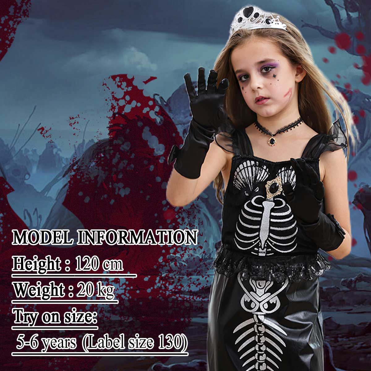 Luzlen Girls Mermaid Skeleton Costume Kids Ariel Princess Black Dress  Halloween Cosplay Outfits with Accessories, 2-3T(Tag 100) : Clothing, Shoes  & Jewelry