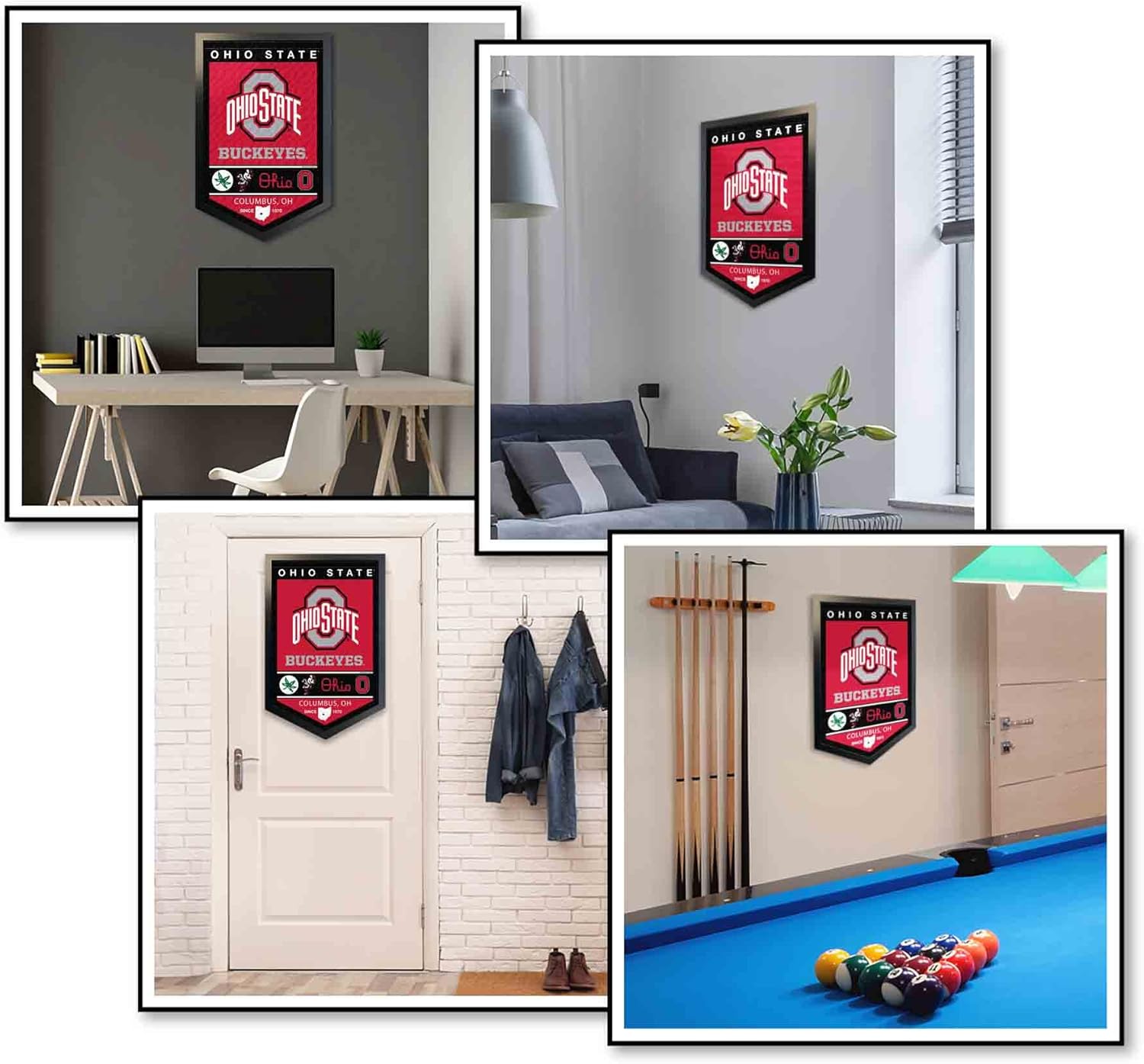 College Flags & Banners Co. Ohio State Buckeyes Heritage Logo History Banner and Wood Banner Frame