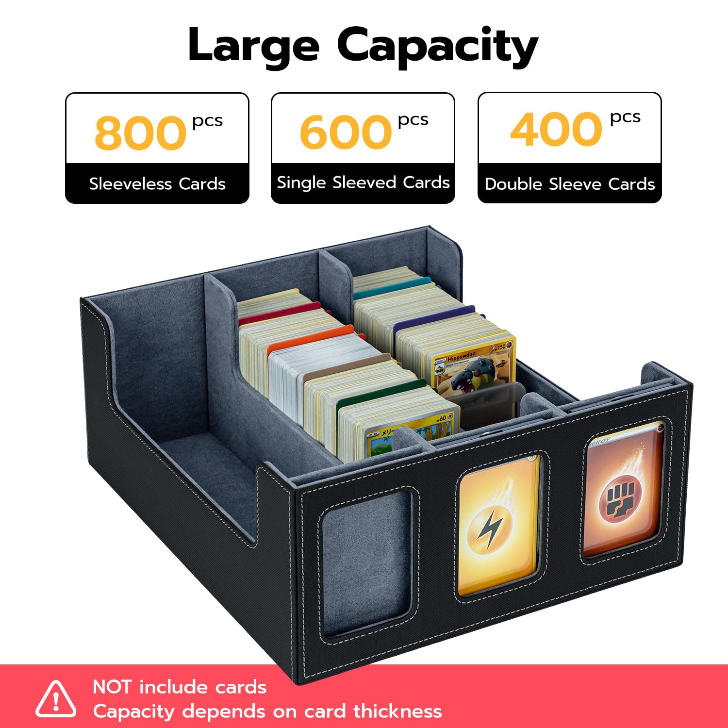 Mcbazel 3-Solt Rows Card Storage Box Holds 1800+ Cards Deck Box with Display Windows, 3 x 35PT Magnetic Cases - Image 4