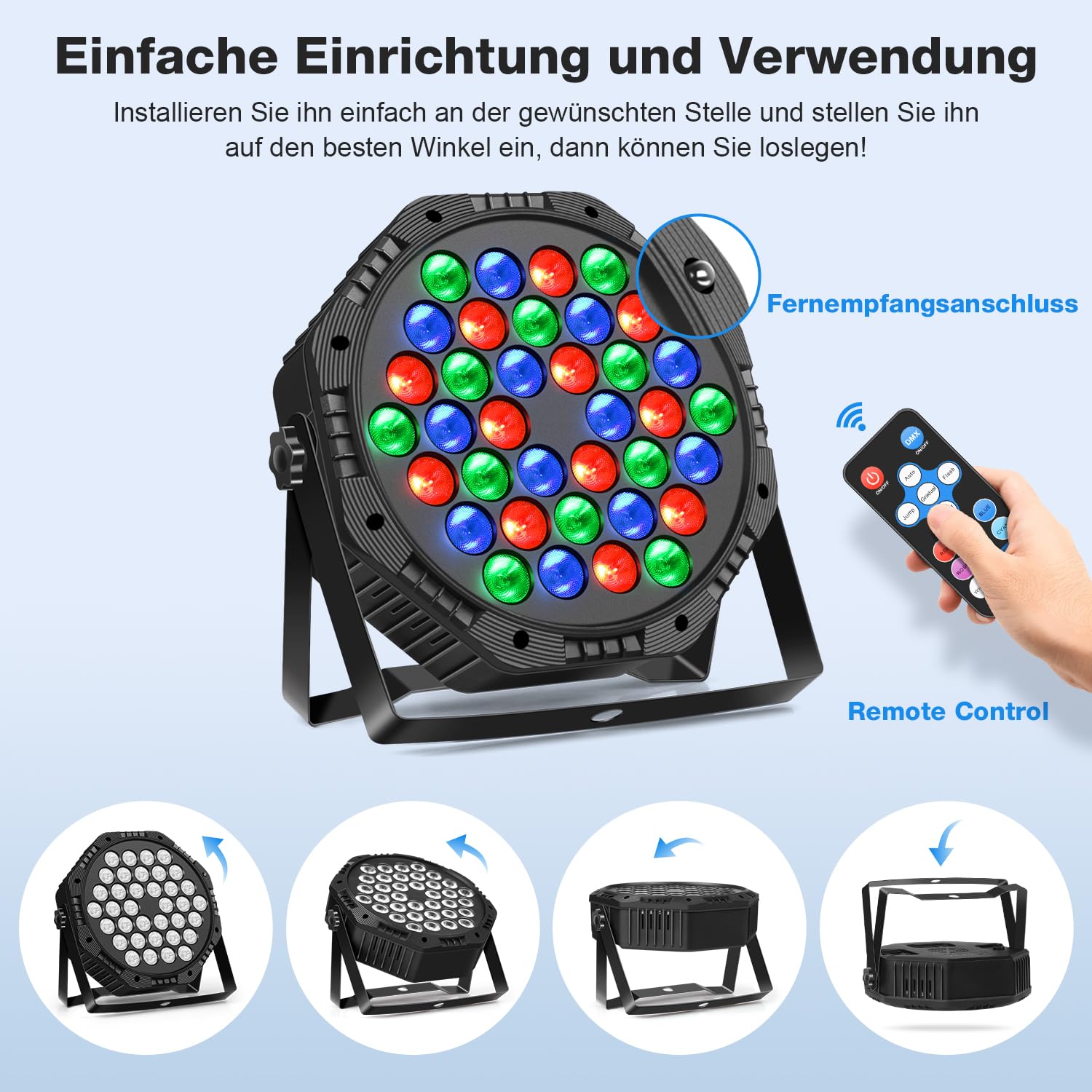 LED Par Strahler RGB Scheinwerfer Discolicht Partylicht für Stage DJ Disco Party Hochzeit, 2 Pcs