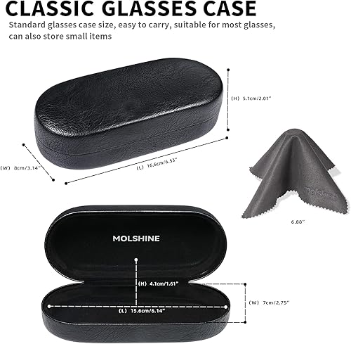 Vista 2 de molshine Estuche rígido para lentes de sol, estuche clásico grande para mujeres y hombres, lentes de sol