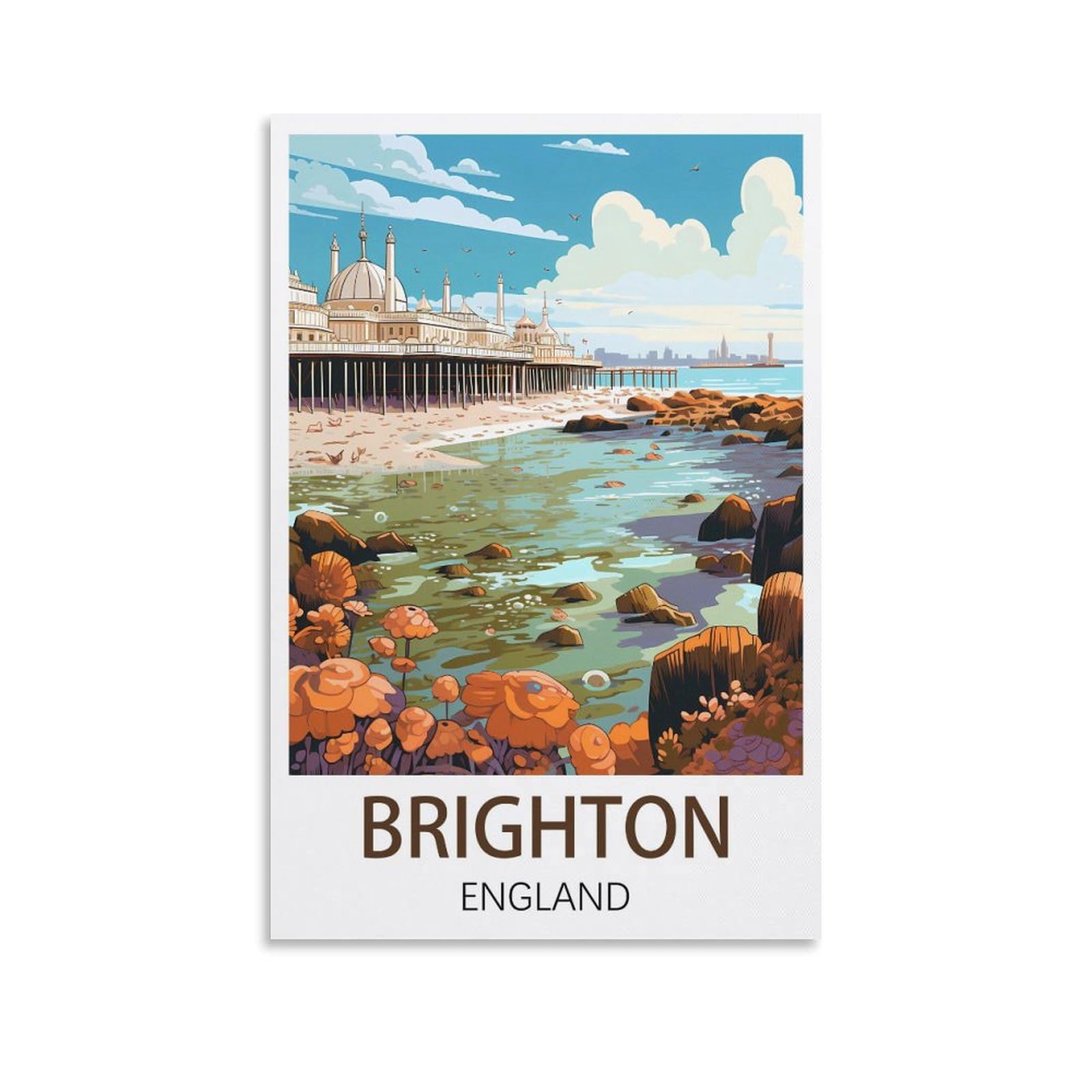 EZMLFA Diamond Art Kits Adults,Brighton England,5D Dimond Picture, Crystal Gem Art Crafts for Boys Girls, DIY Mosaic Creations Set for Home Decor 50x60cm