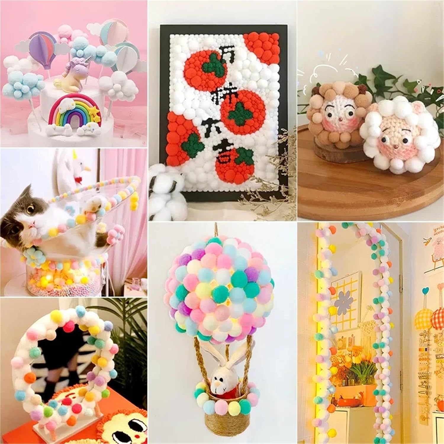 Wool Felt Balls Pompon Balls 8/10/15/20/25/30mm Fluffy Pompoms Crafts Pompom DIY Handmade Wedding Decoration Craft Supplies for Crafts(03 Korean Pink,25mm 360pcs)