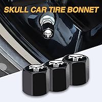 Vista 3 de Ajxn Paquete de 4 tapas de válvula de neumático con calavera para rueda de coche, cubiertas herméticas a prueba de polvo, tapas universales