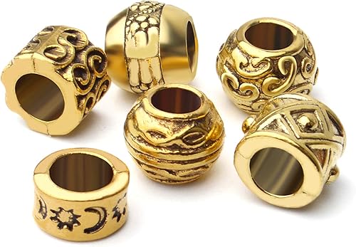 Miniatura 5 de 60 cuentas espaciadoras de oro antiguo, espaciadores tibetanos de agujeros grandes, cuentas de tubo redondo, espaciadores europeos Rondelle para