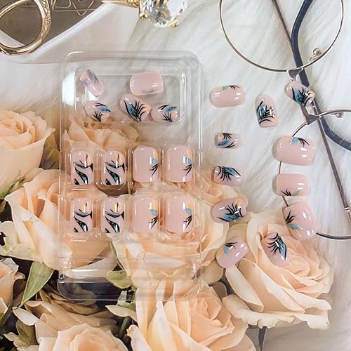 Miniatura 2 de Uñas postizas cuadradas cortas a presión de otoño, uñas postizas cuadradas de cobertura completa, uñas postizas acrílicas nude, brillantes,