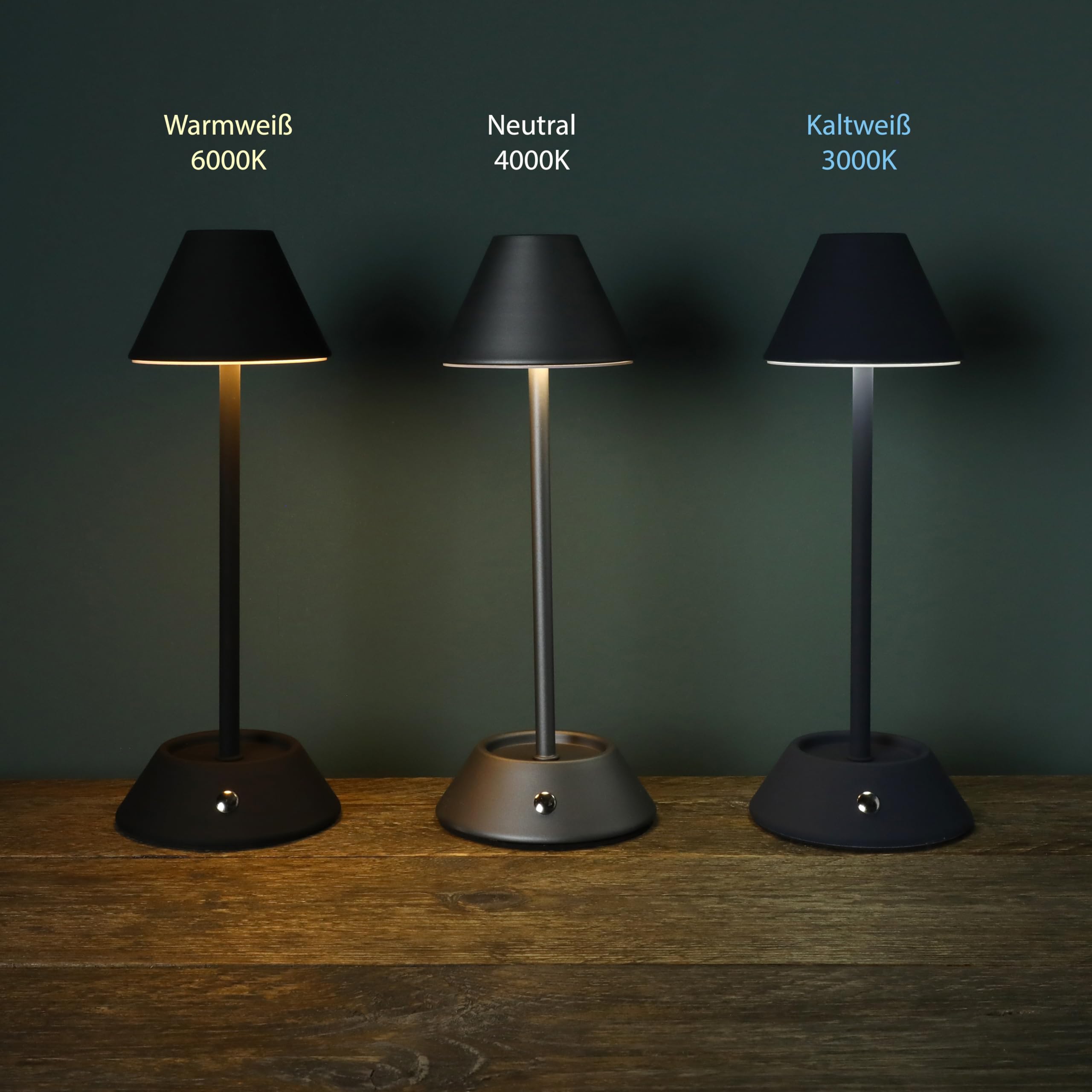 Nordstern Lampada da Tavolo LED a Batteria - Lampada da Tavolo Ricaricabile con Connessione USB-C - Wireless